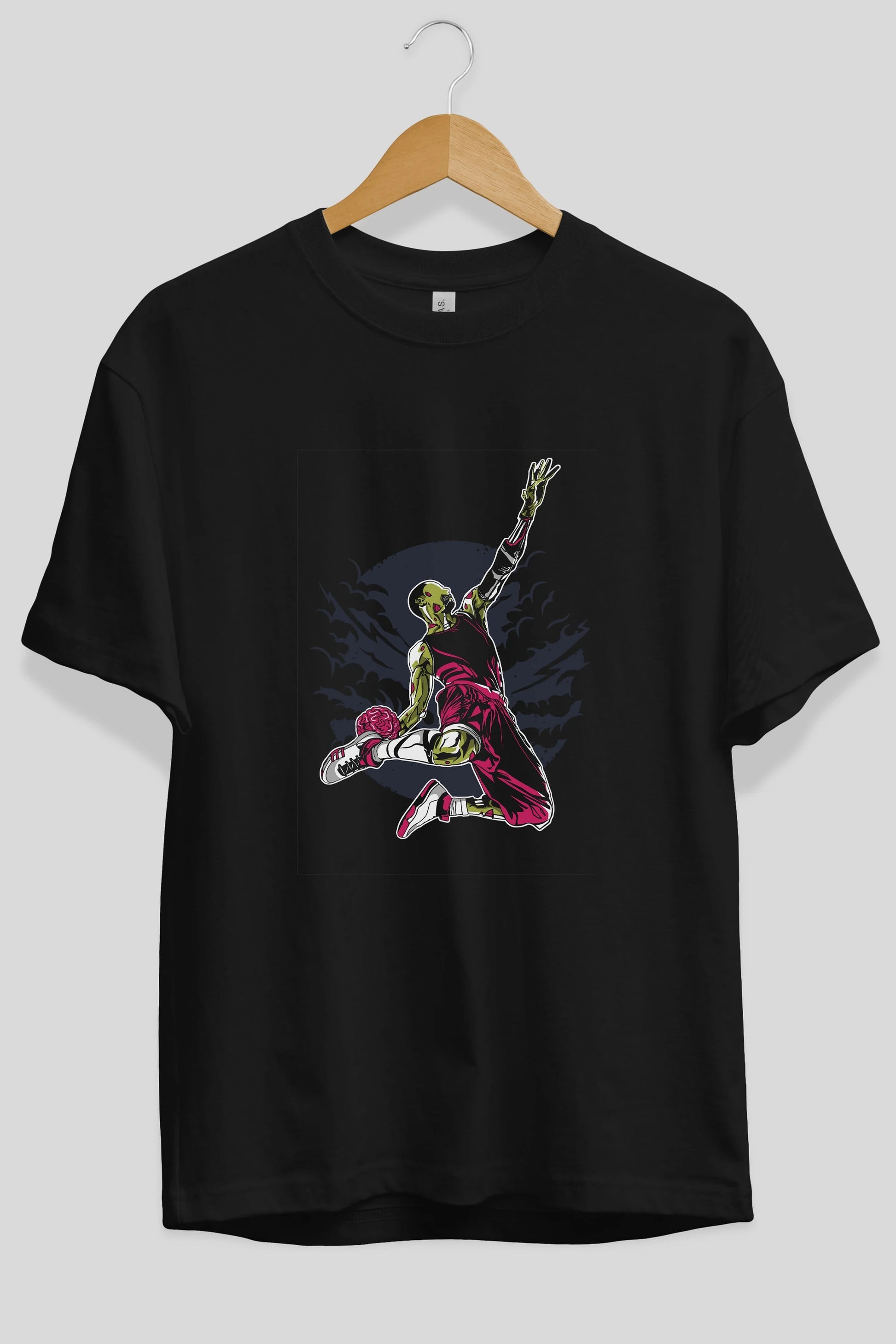Zombie Slam Dunk Ön Baskılı Oversize t-shirt Erkek Kadın Unisex %100 Pamuk tişort