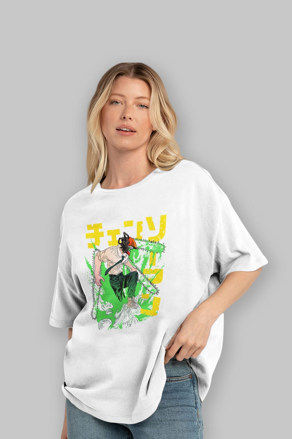 CHAINSAWMAN DENJI Anime Ön Baskılı Oversize t-shirt %100 pamuk Erkek Kadın Unisex