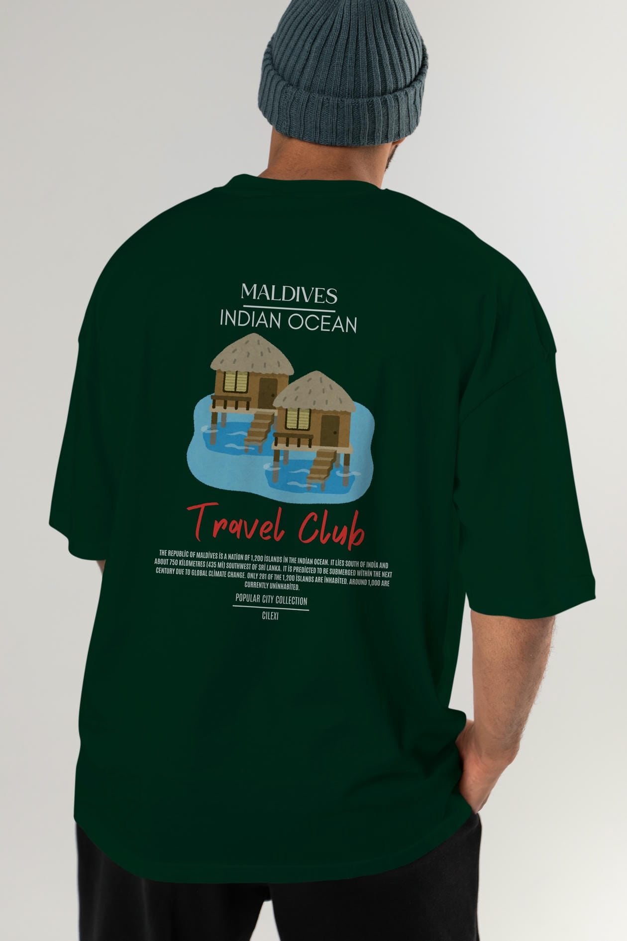 Maldives İndian Ocean Arka Baskılı Oversize t-shirt Erkek Kadın Pamuk Bisiklet Yaka tişort