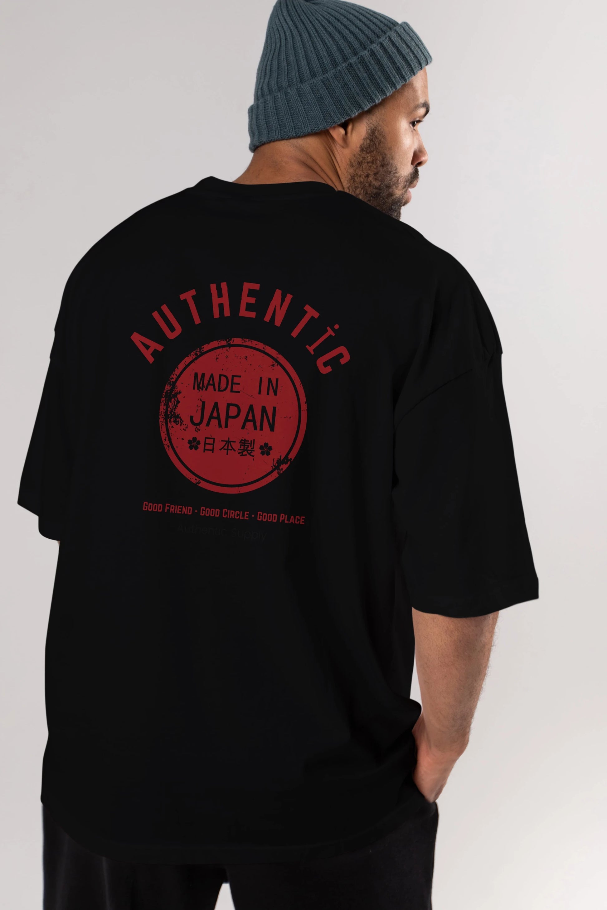 Authentic Japan Style Arka Baskılı Oversize t-shirt Erkek Kadın Unisex