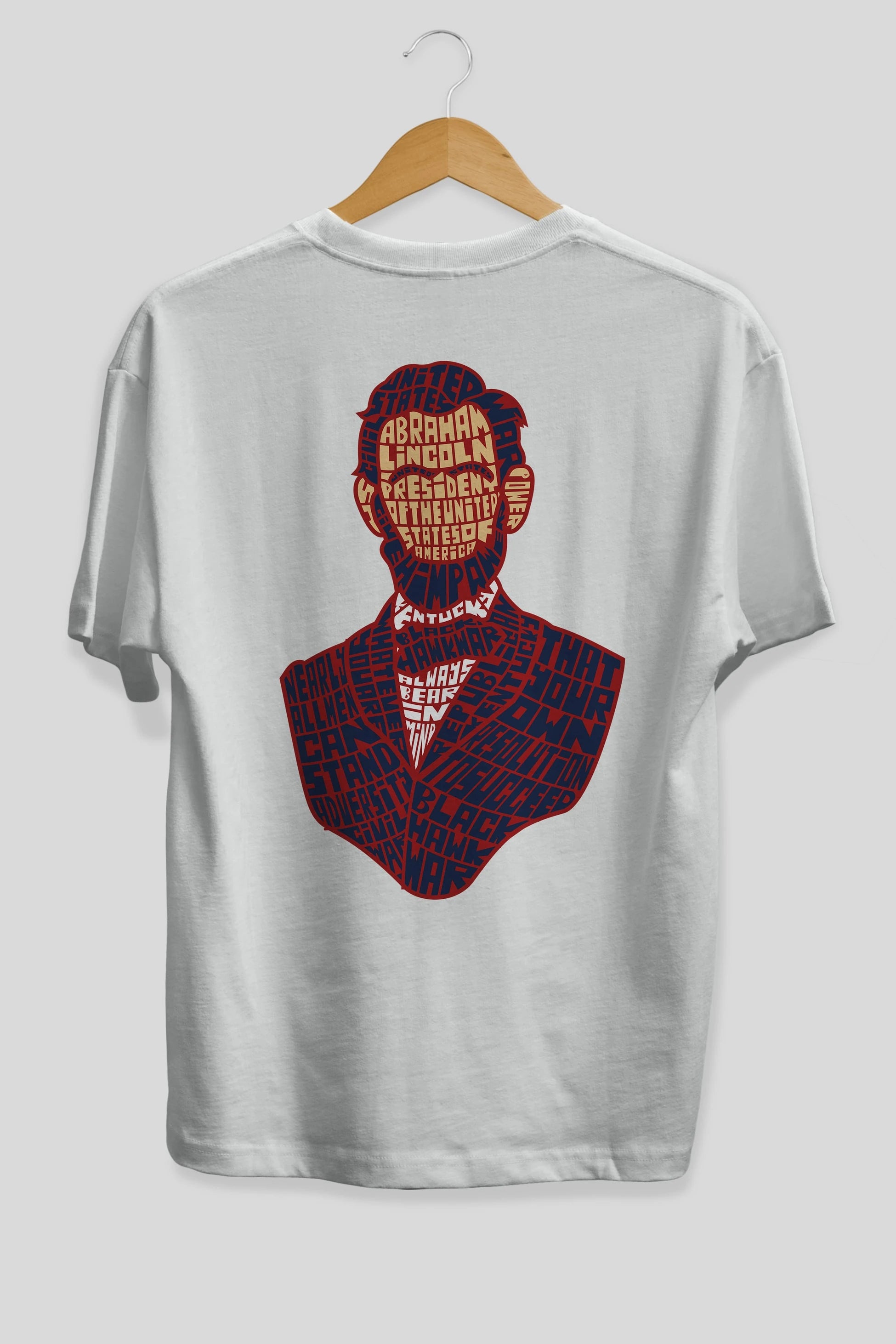 Abraham Lincoln Arka Baskılı Oversize t-shirt %100 pamuk Erkek Kadın Unisex