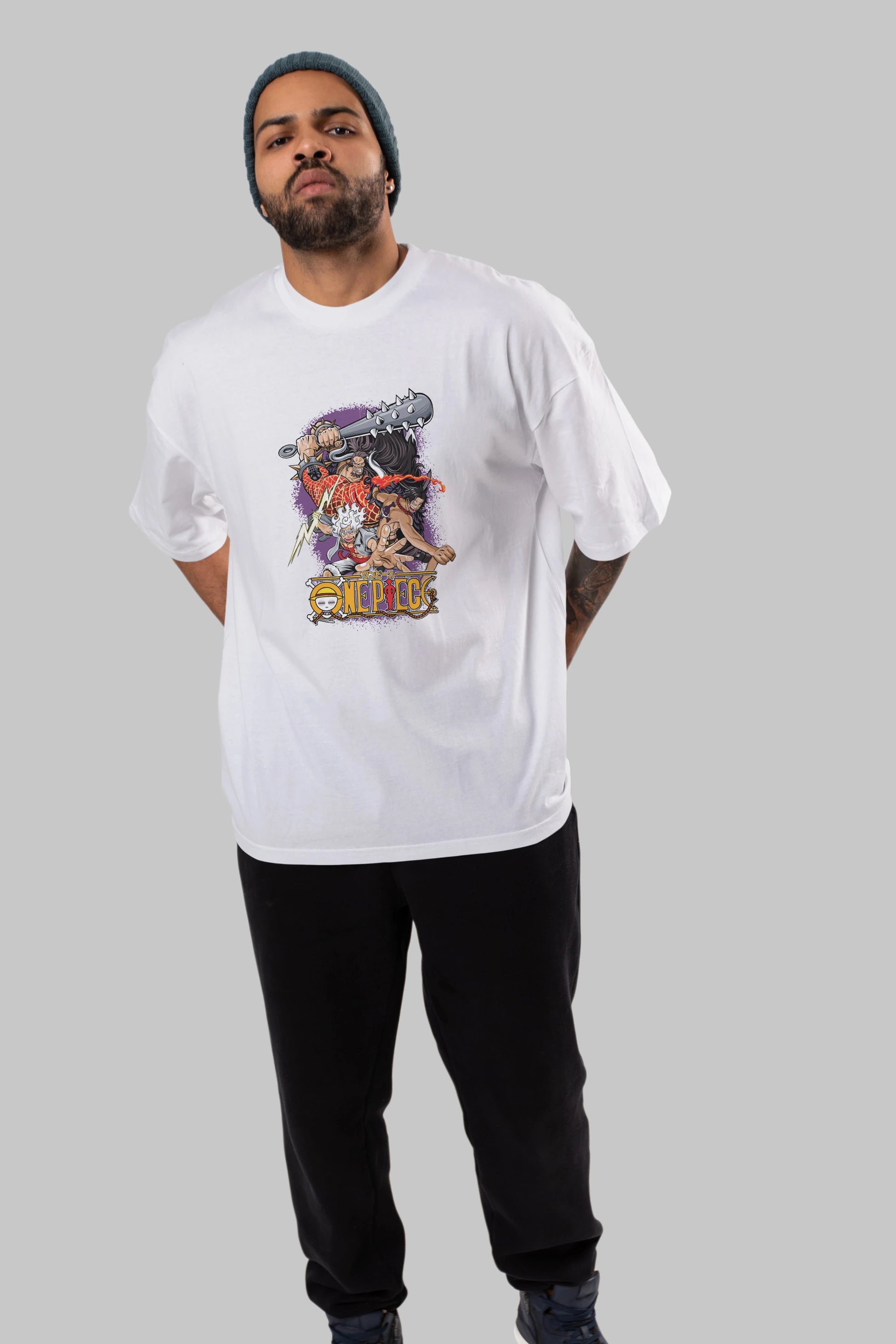 ONE PIECE (6) Anime Ön Baskılı Oversize t-shirt %100 pamuk Erkek Kadın Unisex