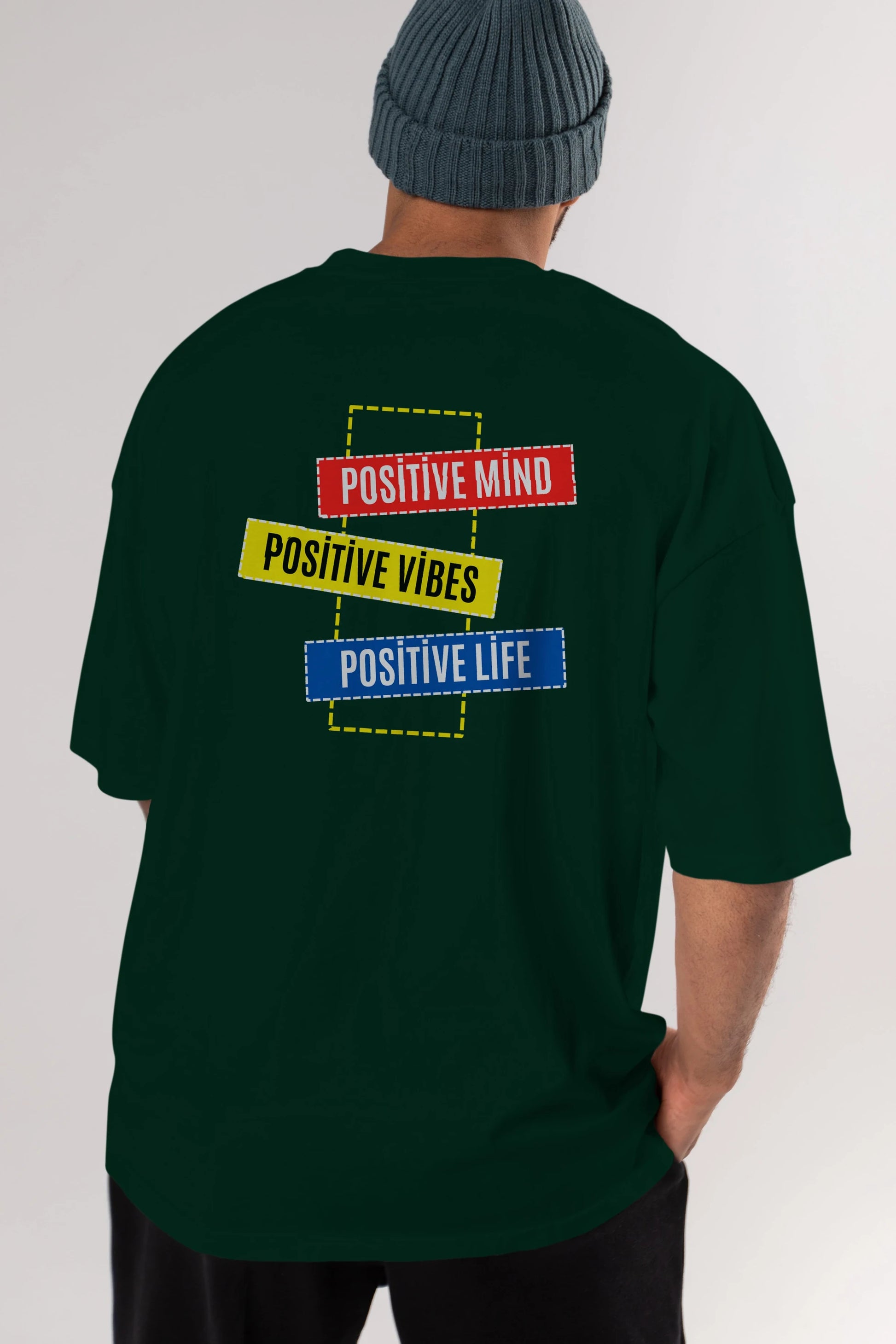 Positive Mind Vibes Lifes Arka Baskılı Oversize t-shirt Erkek Kadın Unisex
