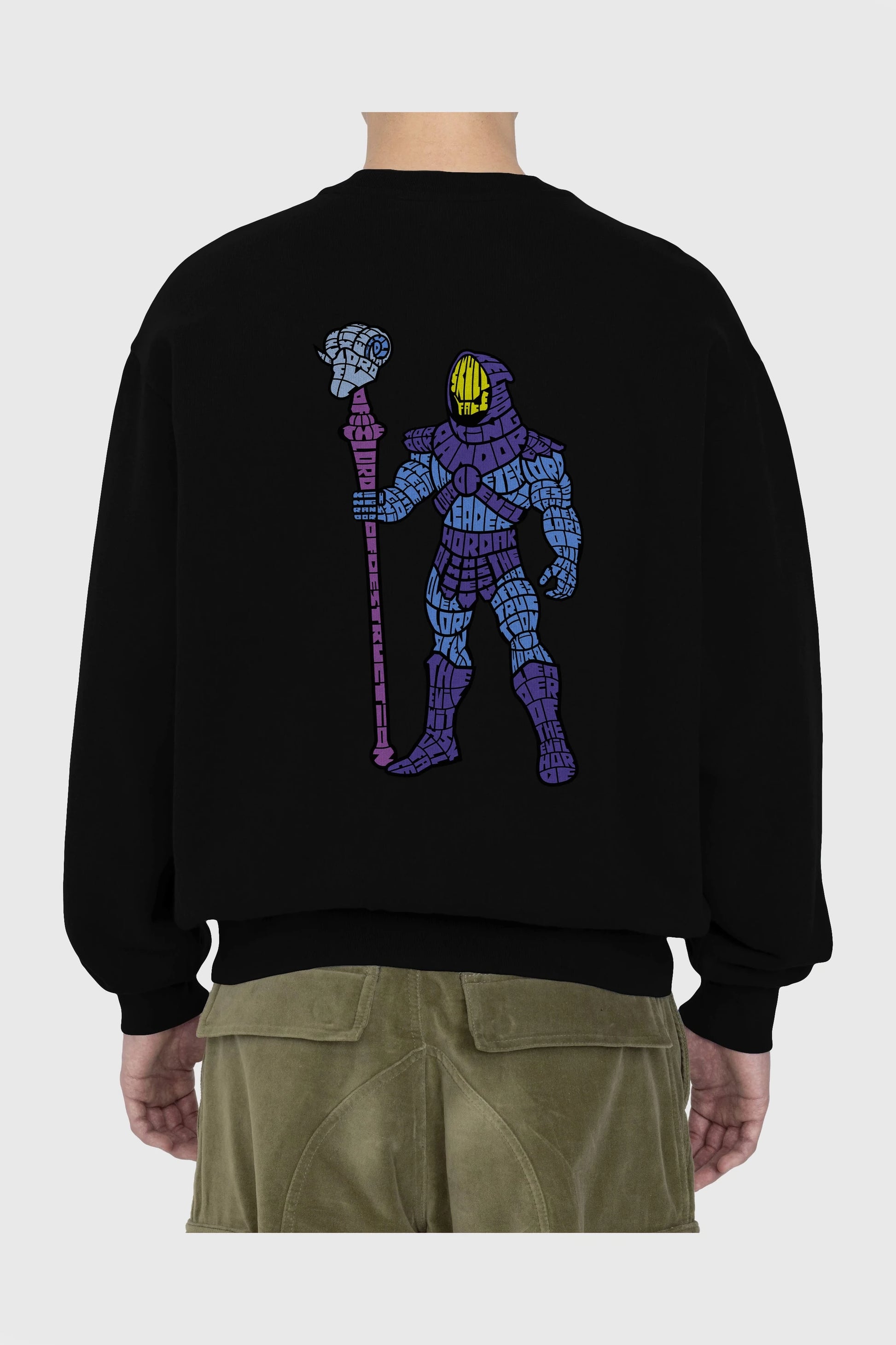 Skull Face Arka Baskılı Oversize Sweatshirt Erkek Kadın Unisex