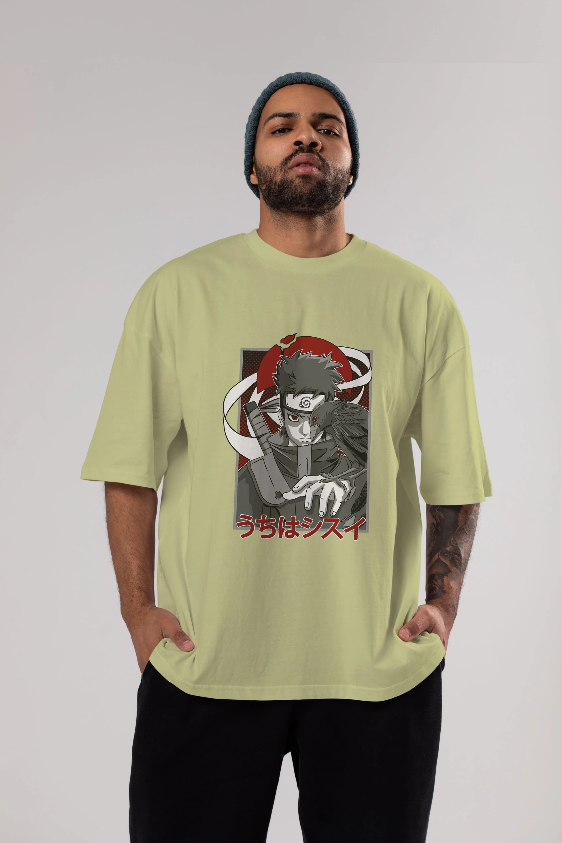 SHISUI UCHIHA NARUTO Anime Ön Baskılı Oversize t-shirt %100 pamuk Erkek Kadın Unisex