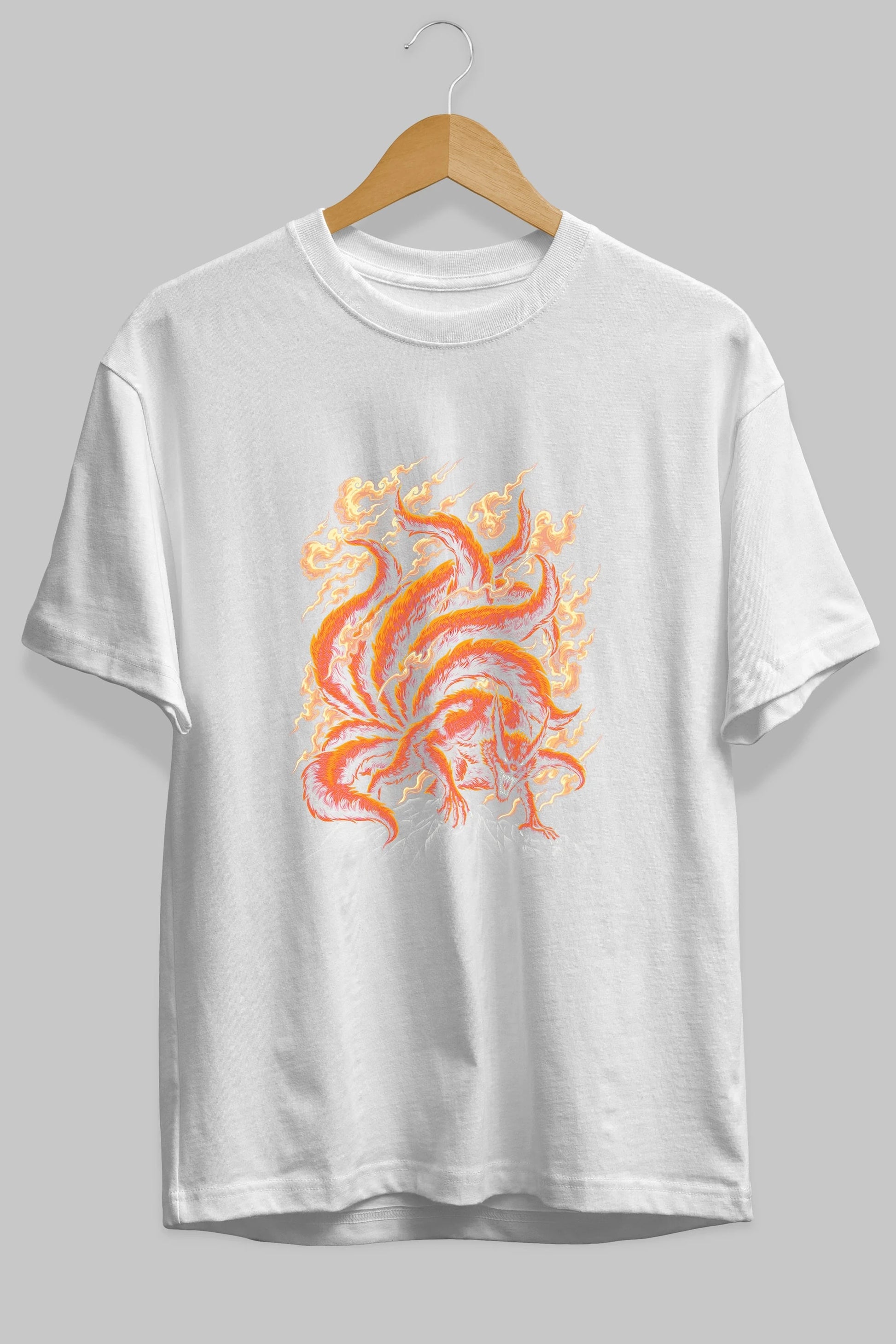 NARUTO KYUUBI Anime Ön Baskılı Oversize t-shirt %100 pamuk Erkek Kadın Unisex