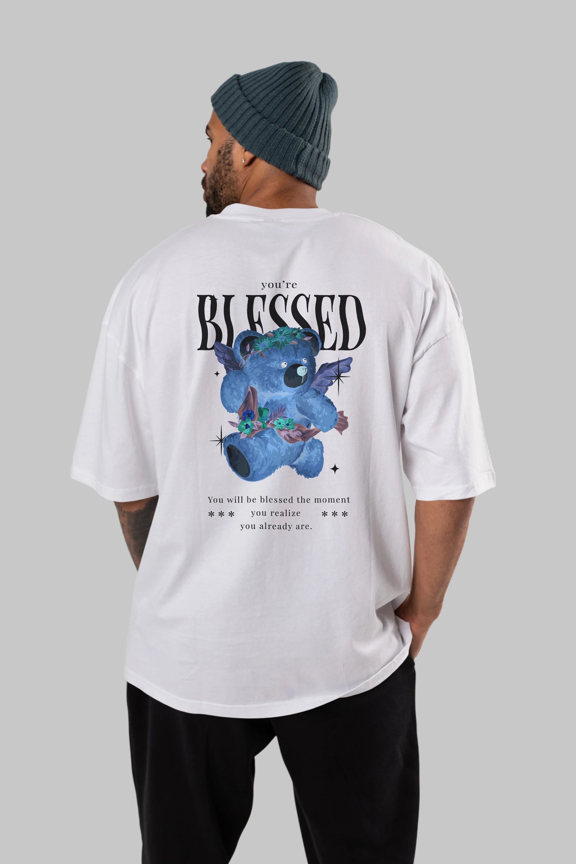 You are Blessed Bear Arka Baskılı Oversize t-shirt Erkek Kadın Unisex