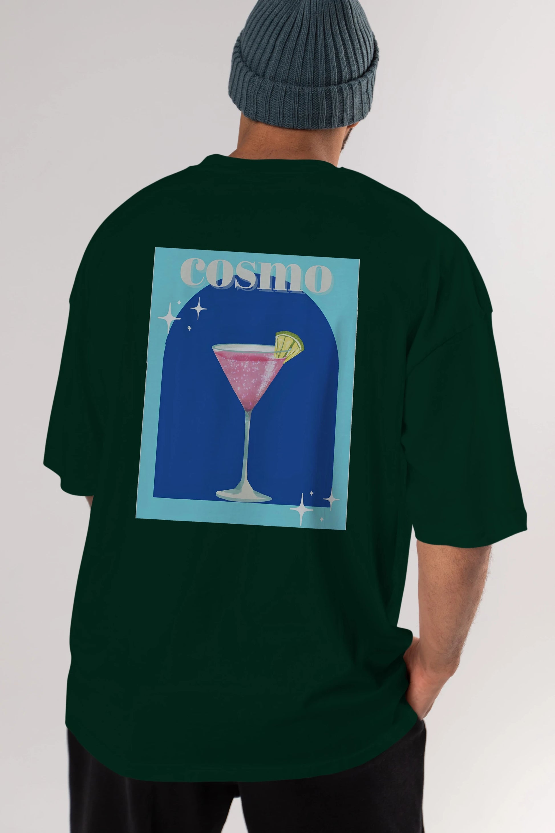 Cosmopolitan 2 Arka Baskılı Oversize t-shirt Erkek Kadın Unisex %100 Pamuk Bisiklet Yaka tişort
