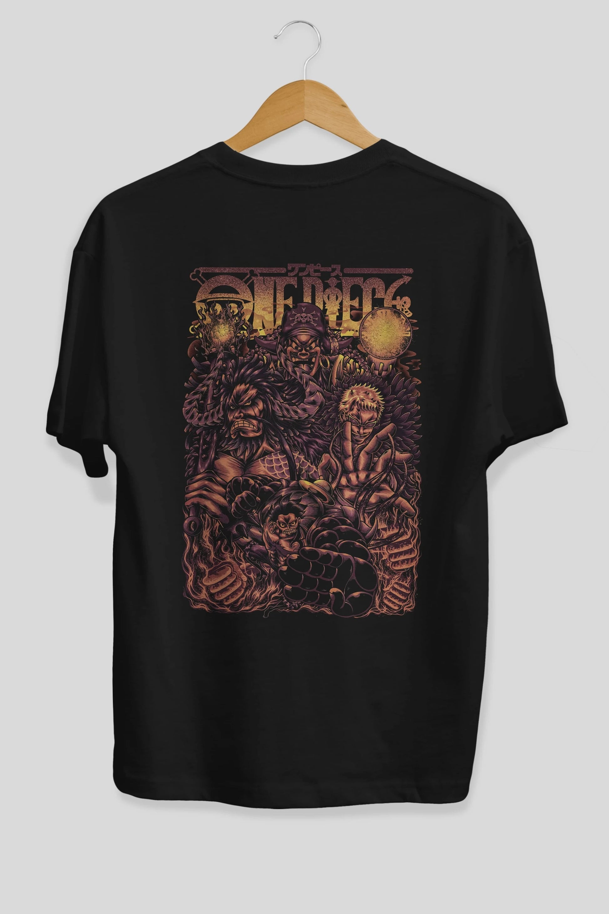 ONE PIECE Anime Arka Baskılı Oversize t-shirt Erkek Kadın Unisex