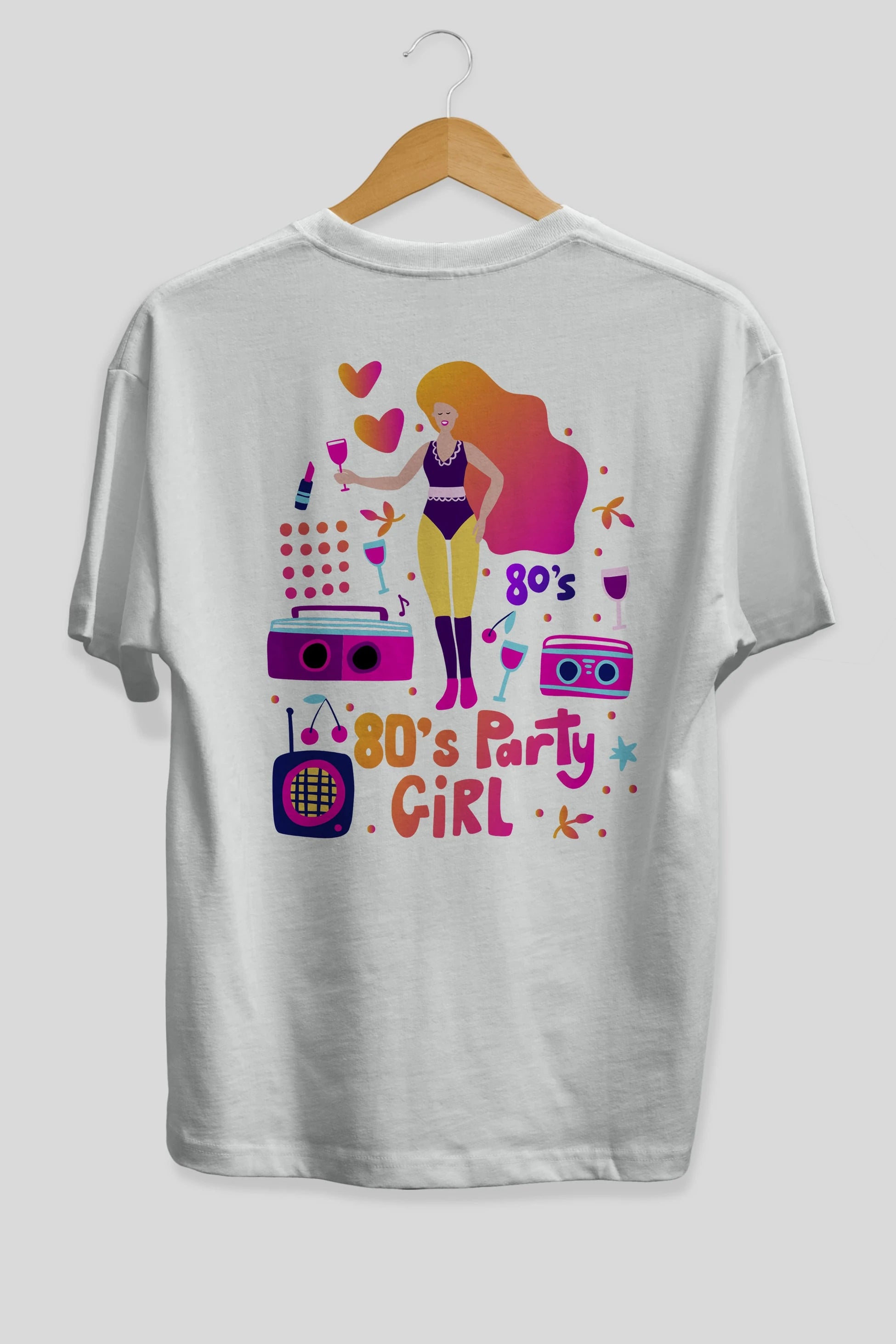 Retro Girl Party Arka Baskılı Oversize t-shirt Erkek Kadın Unisex