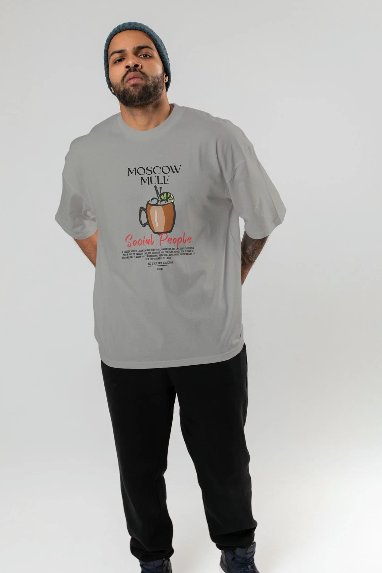 Moscow Mule Kokteyl Serisi ön Baskılı Oversize t-shirt Erkek Kadın %100 Pamuk Bisiklet Yaka tişort