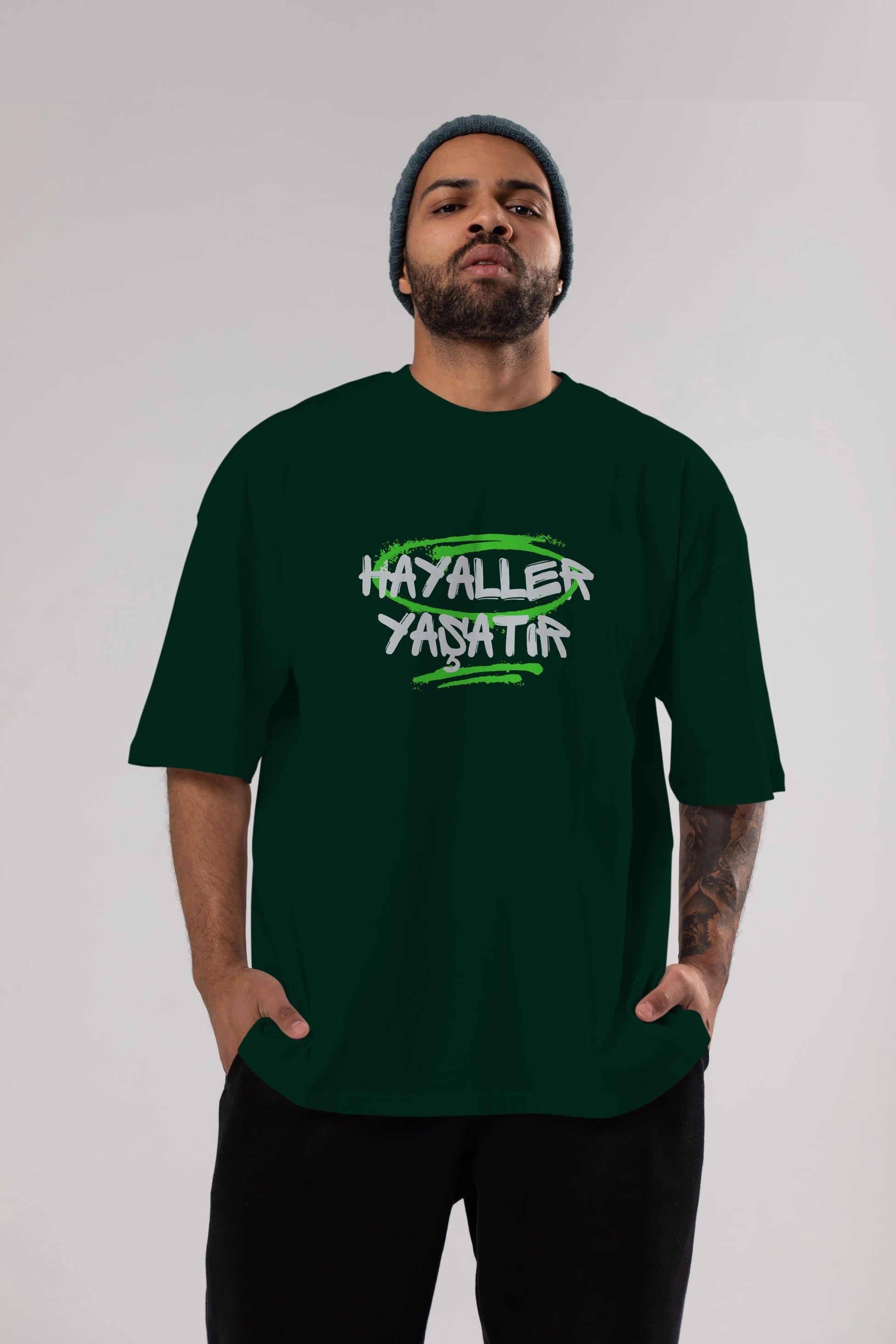 Hayaller Yaşatır Ön Baskılı Oversize t-shirt Erkek Kadın Unisex