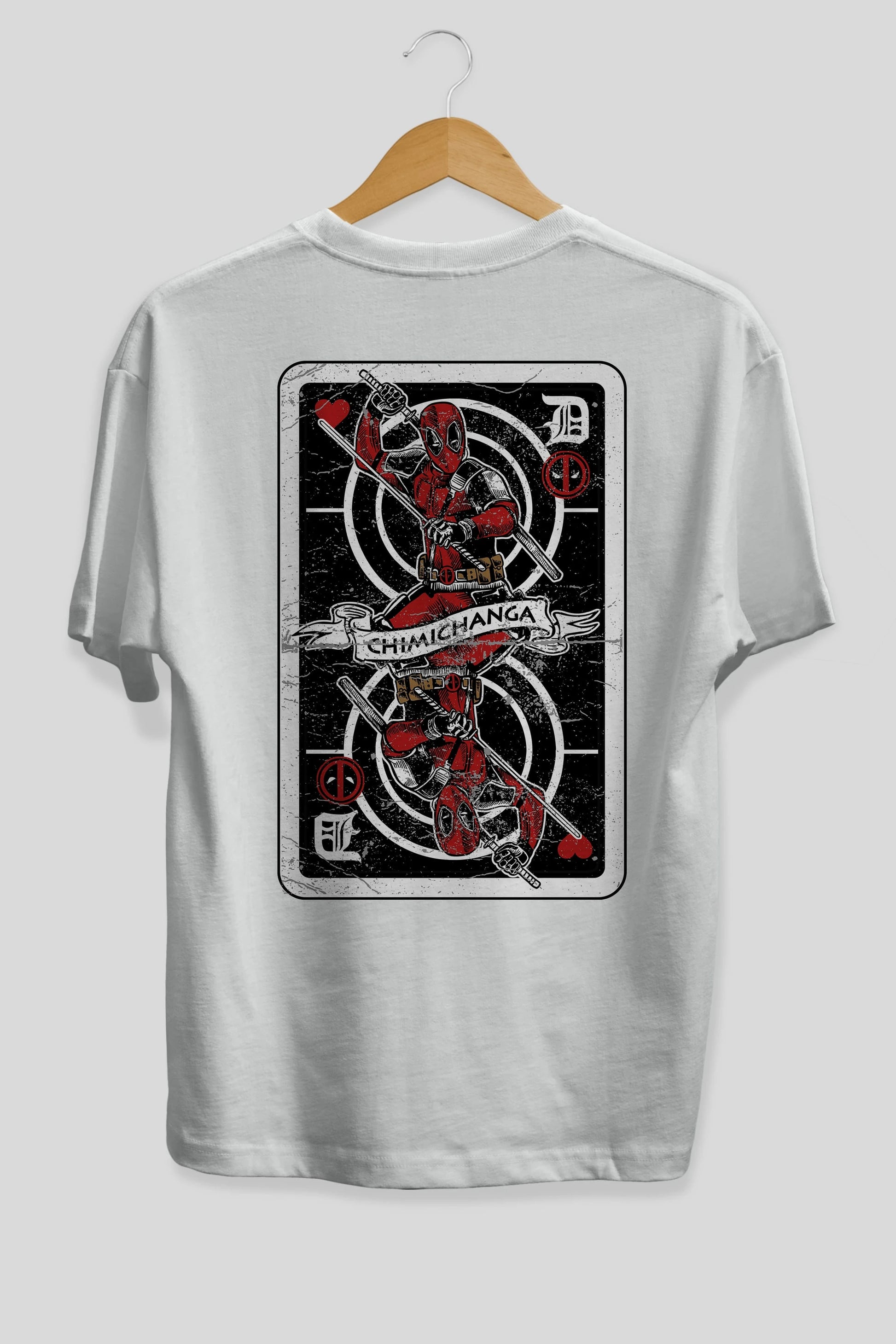Deadpool Card Arka Baskılı Oversize t-shirt Erkek Kadın Unisex %100 Pamuk