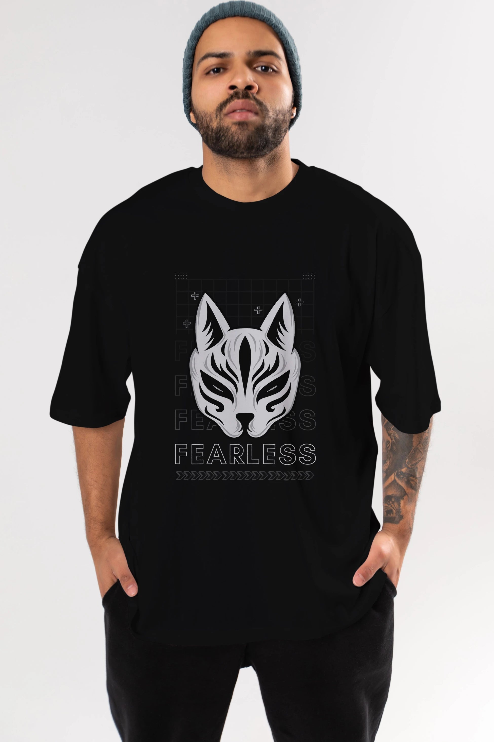 Fearless Yazılı Ön Baskılı Oversize t-shirt Erkek Kadın Unisex