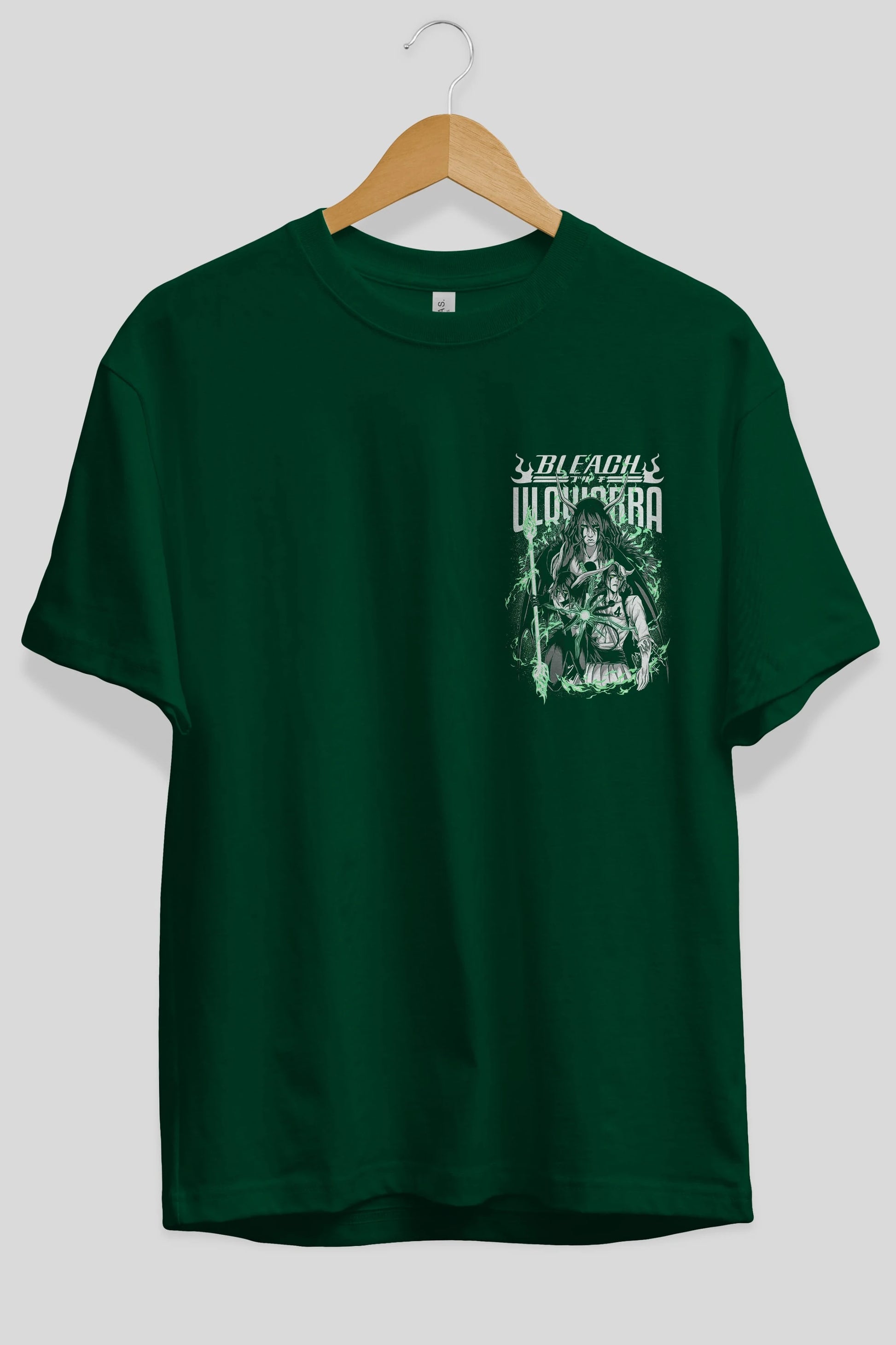 BLEACH(ULQUIARRA) Ön Sol Baskılı Oversize t-shirt Erkek Kadın Unisex %100 Pamuk Bisiklet Yaka tişort