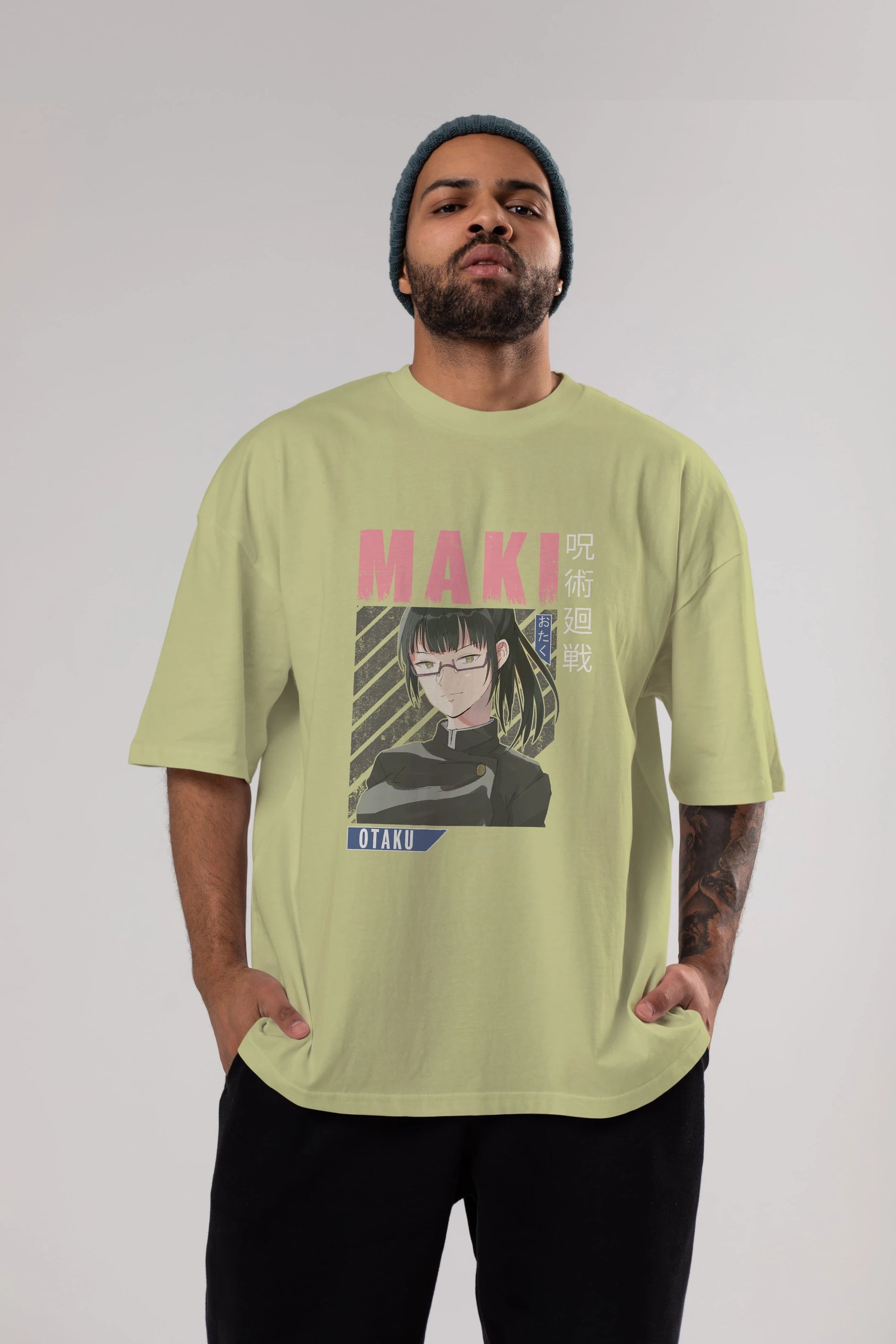 Maki Zenin CHAINSAWMAN 1 Anime Ön Baskılı Oversize t-shirt %100 pamuk Erkek Kadın Unisex