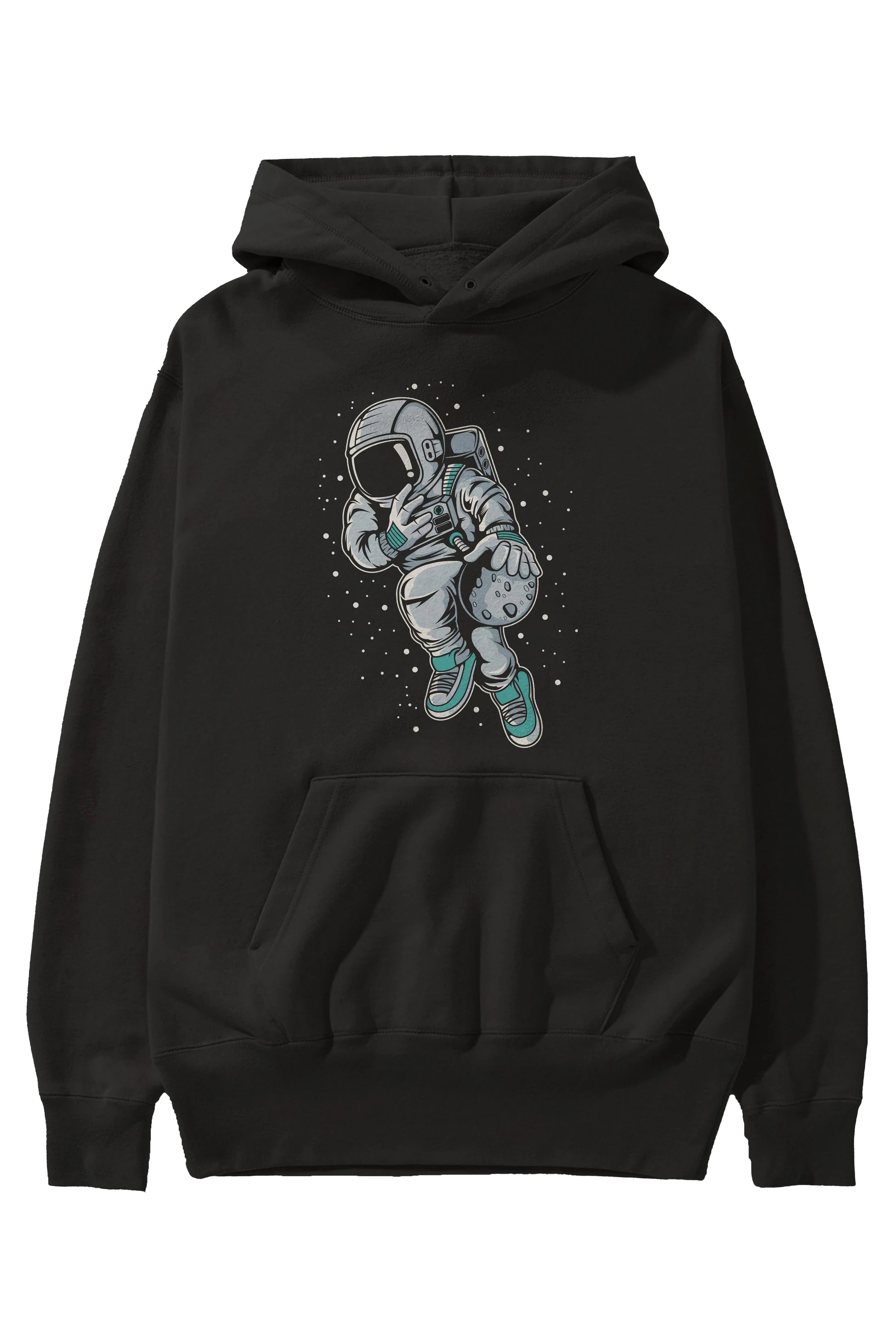 Astronaut Basketball (2) Ön Baskılı Hoodie Oversize Kapüşonlu Sweatshirt Erkek Kadın Unisex