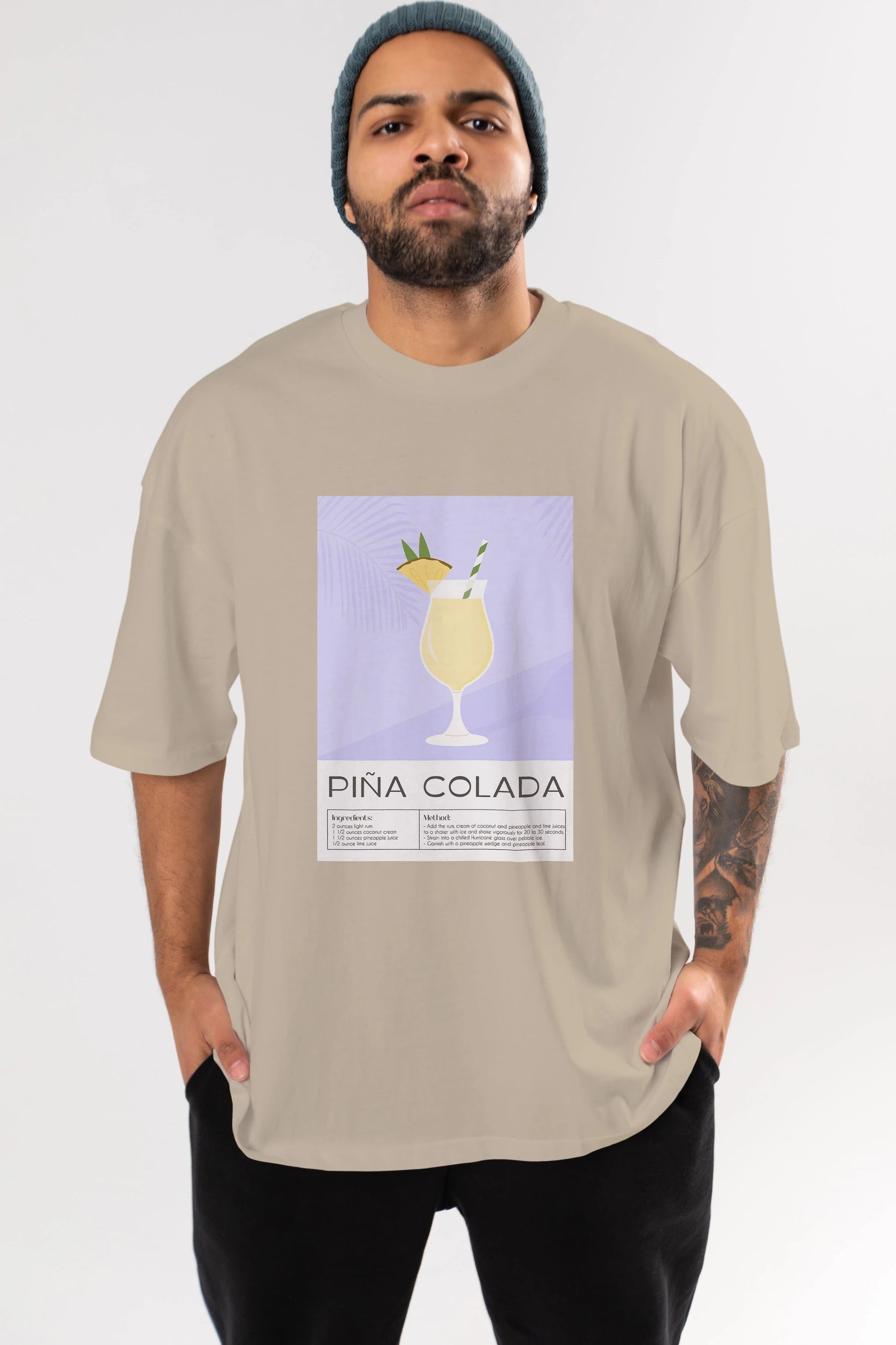 PIna Colada 6 Ön Baskılı Oversize t-shirt Erkek Kadın Unisex %100 Pamuk Bisiklet Yaka tişort