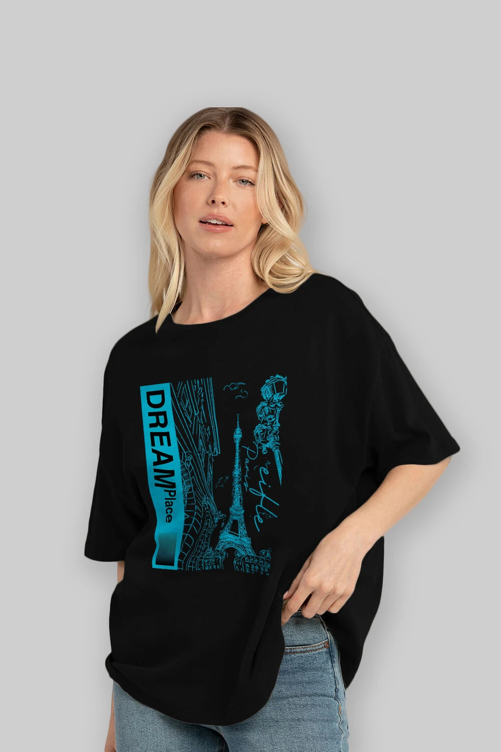 Dream Place Ön Baskılı Oversize t-shirt Erkek Kadın Unisex