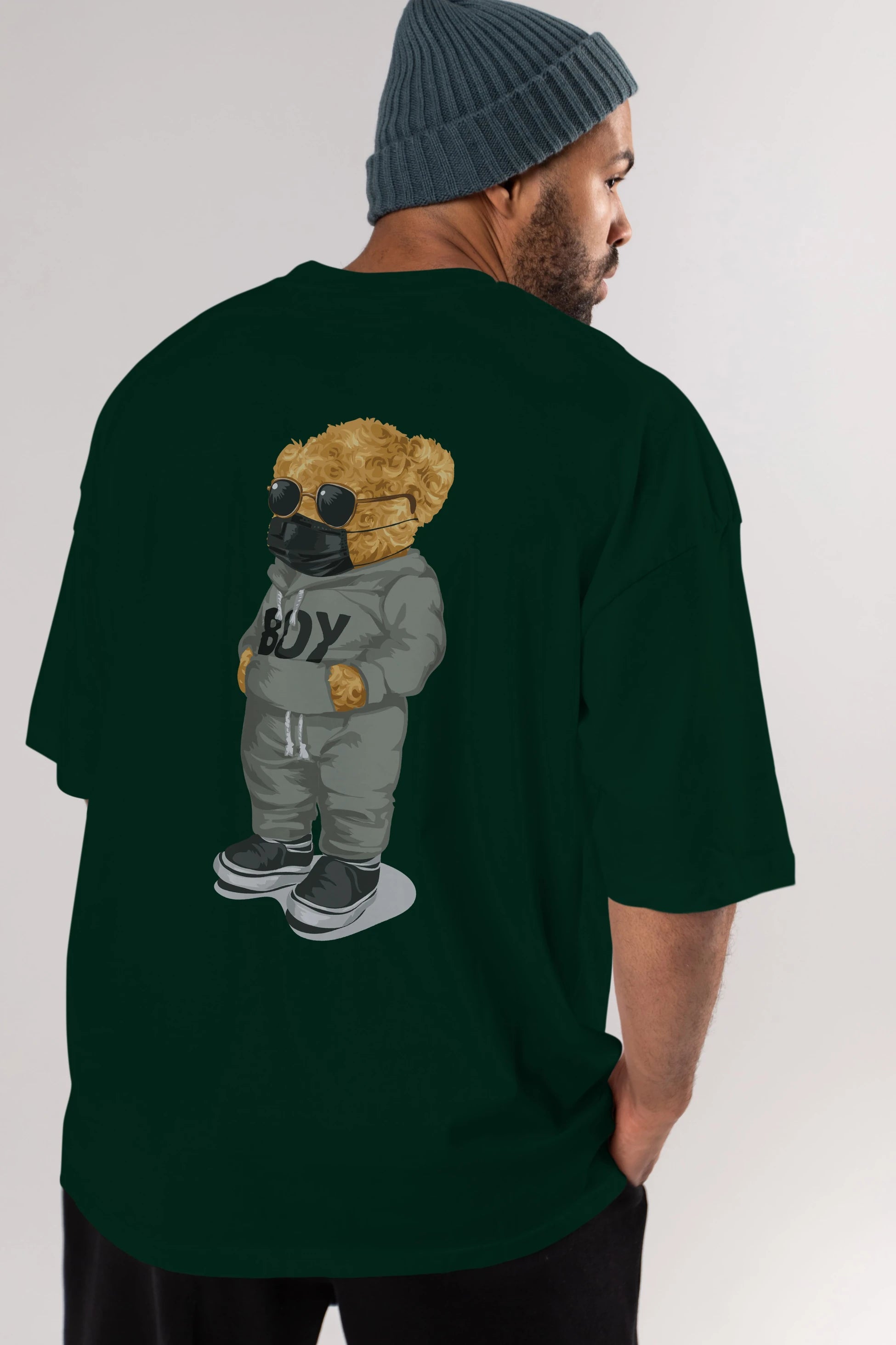 Teddy Bear Boy Arka Baskılı Oversize t-shirt Erkek Kadın Unisex %100 Pamuk