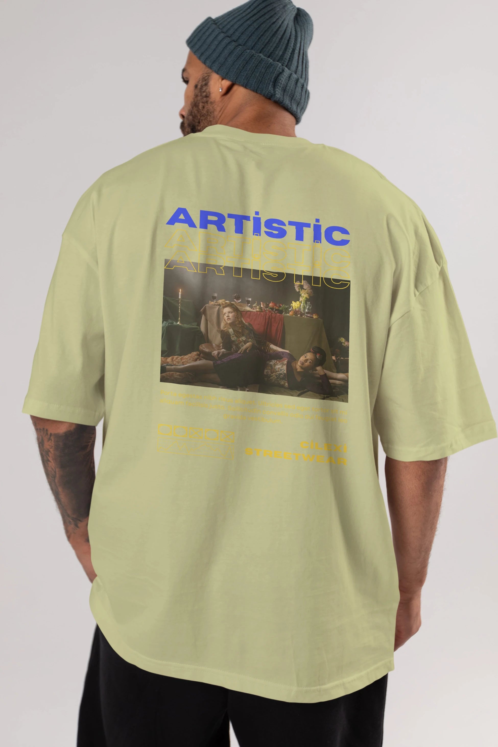 Artistic Yazılı Streetwear Arka Baskılı Oversize t-shirt Erkek Kadın Unisex