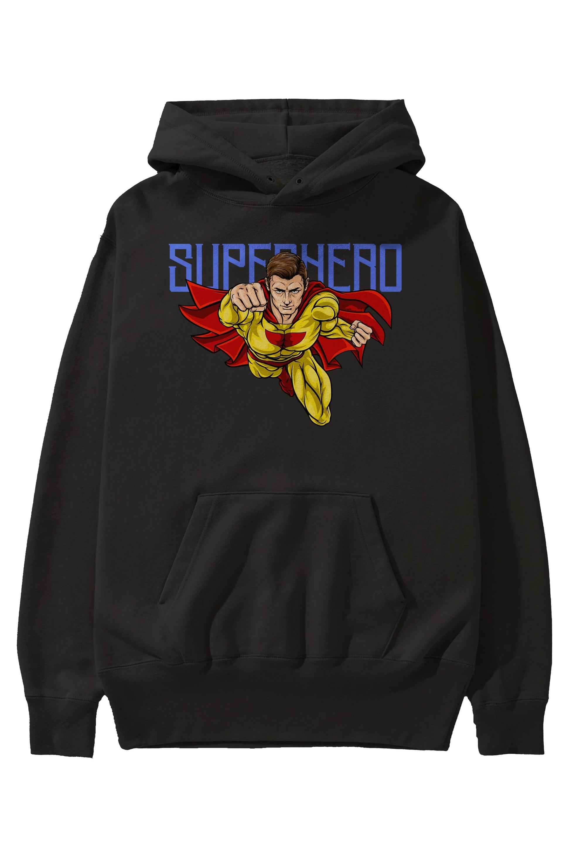Super Hero Ön Baskılı Oversize Hoodie Kapüşonlu Sweatshirt Erkek Kadın Unisex