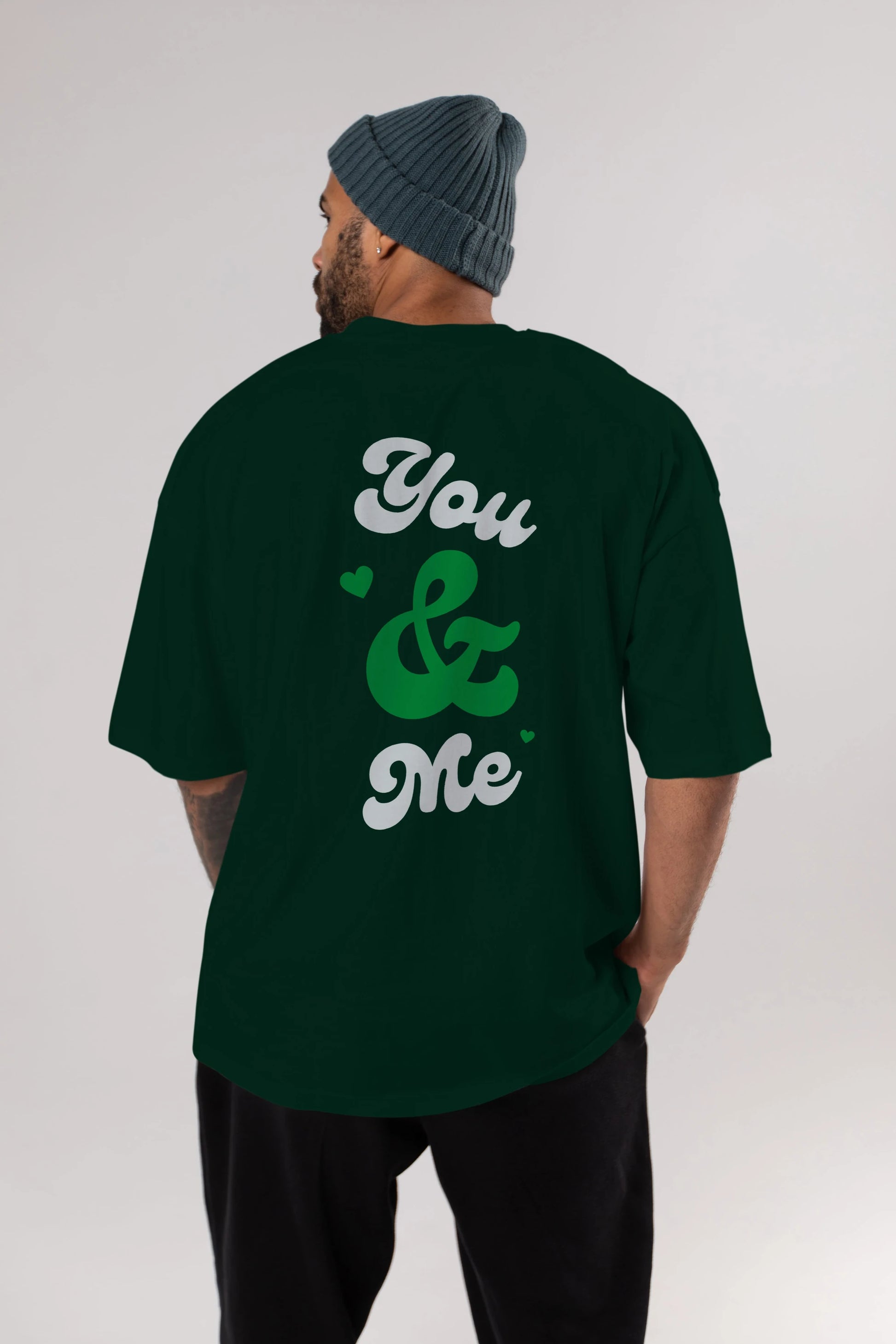 You and Me Yazılı Arka Baskılı Oversize t-shirt Erkek Kadın Unisex