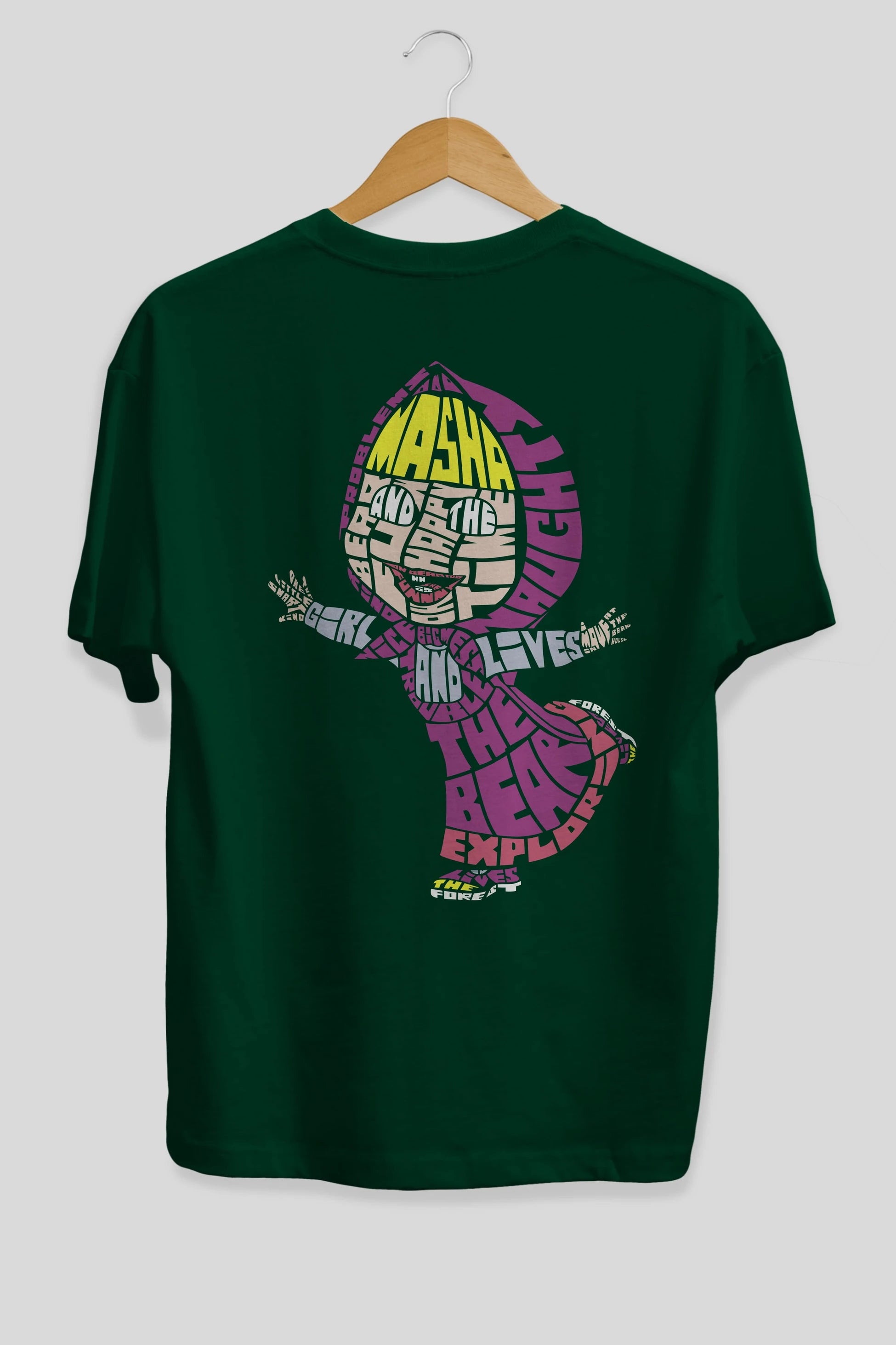 Masha And The Bear Arka Baskılı Oversize t-shirt %100 pamuk Erkek Kadın Unisex
