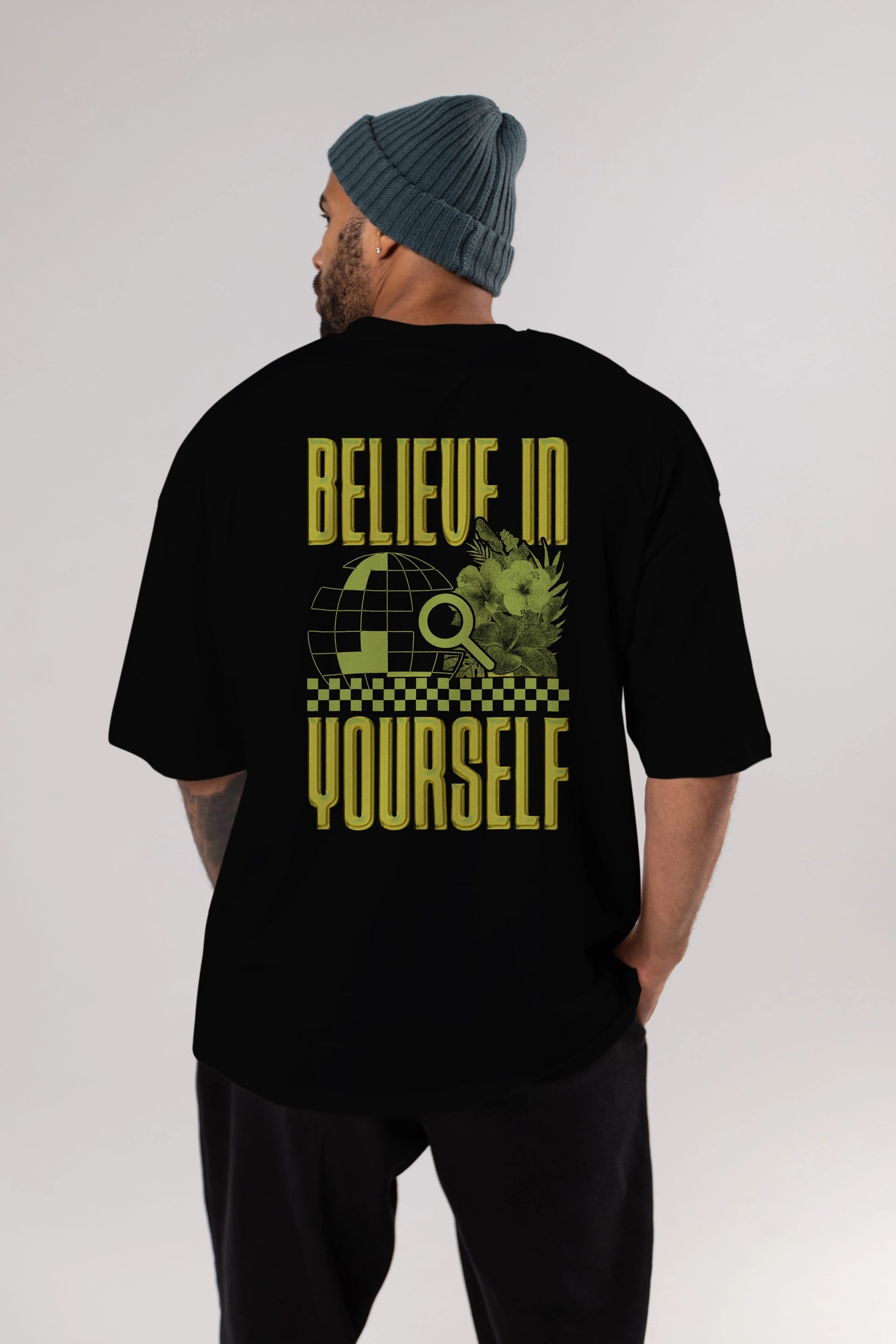 Believe in Yourself Yellow Arka Baskılı Oversize t-shirt Erkek Kadın Unisex