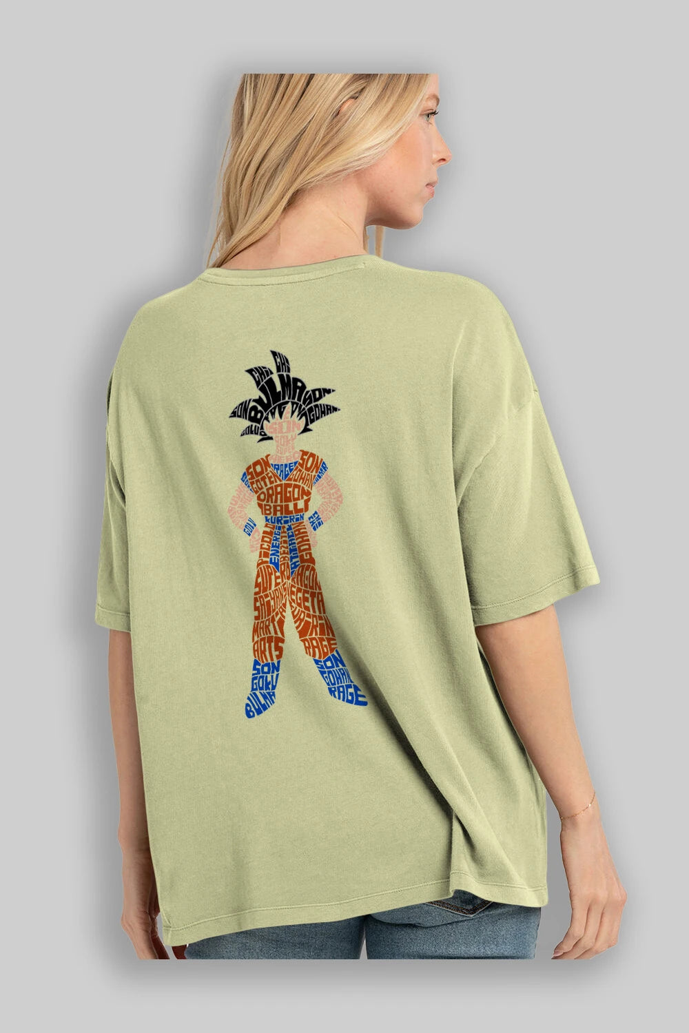Goku Arka Baskılı Oversize t-shirt %100 pamuk Erkek Kadın Unisex