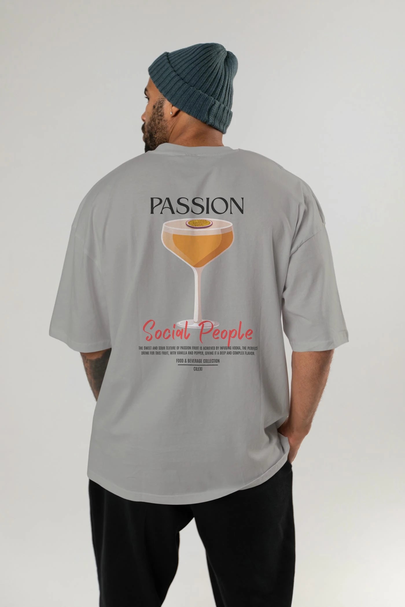 Passion Kokteyl Serisi Baskılı Oversize t-shirt Erkek Kadın Unisex %100 Pamuk Bisiklet Yaka tişort