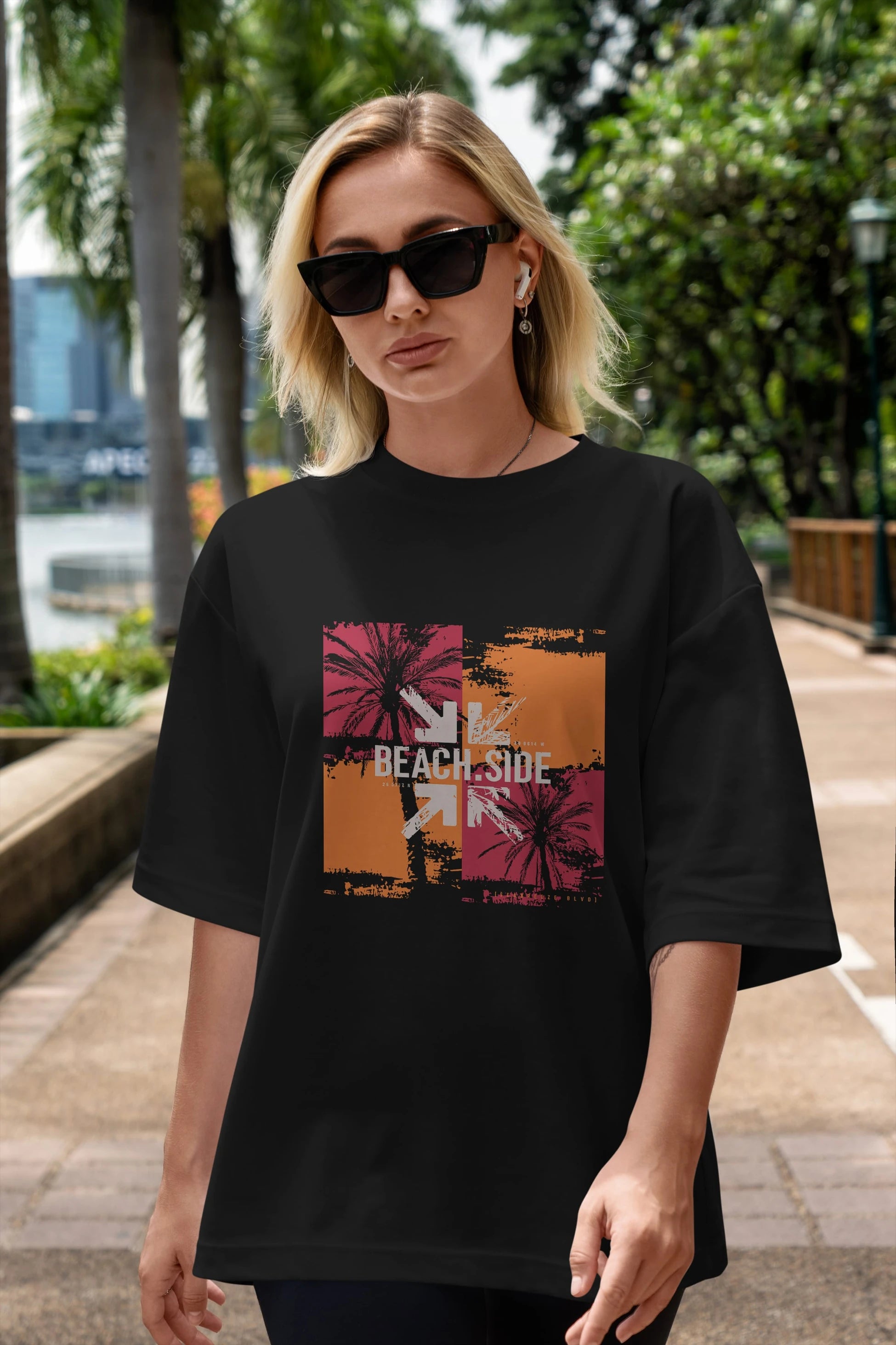 Beach Side Ön Baskılı Oversize t-shirt Erkek Kadın Unisex