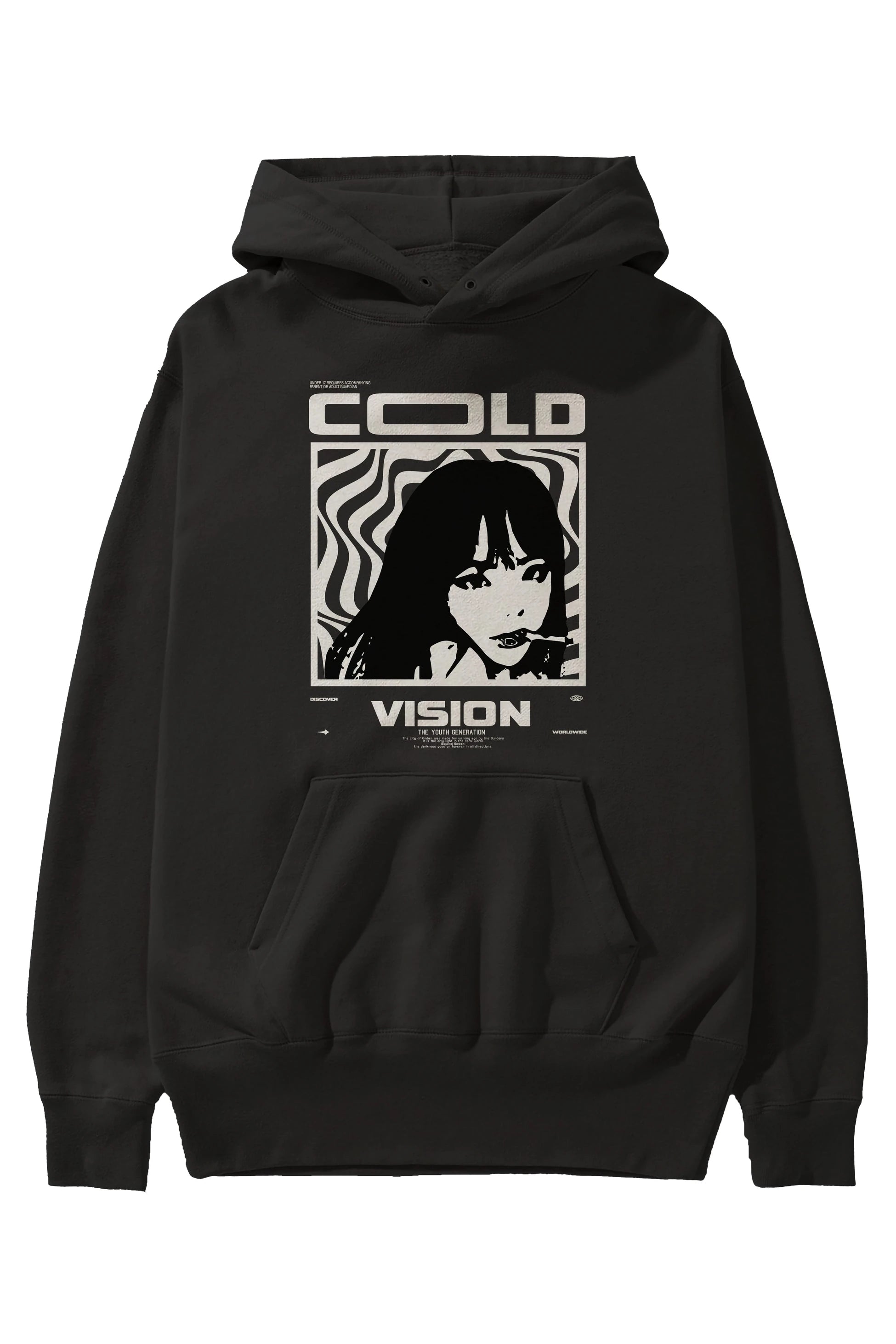 Cold Vision Ön Baskılı Hoodie Oversize Kapüşonlu Sweatshirt Erkek Kadın Unisex