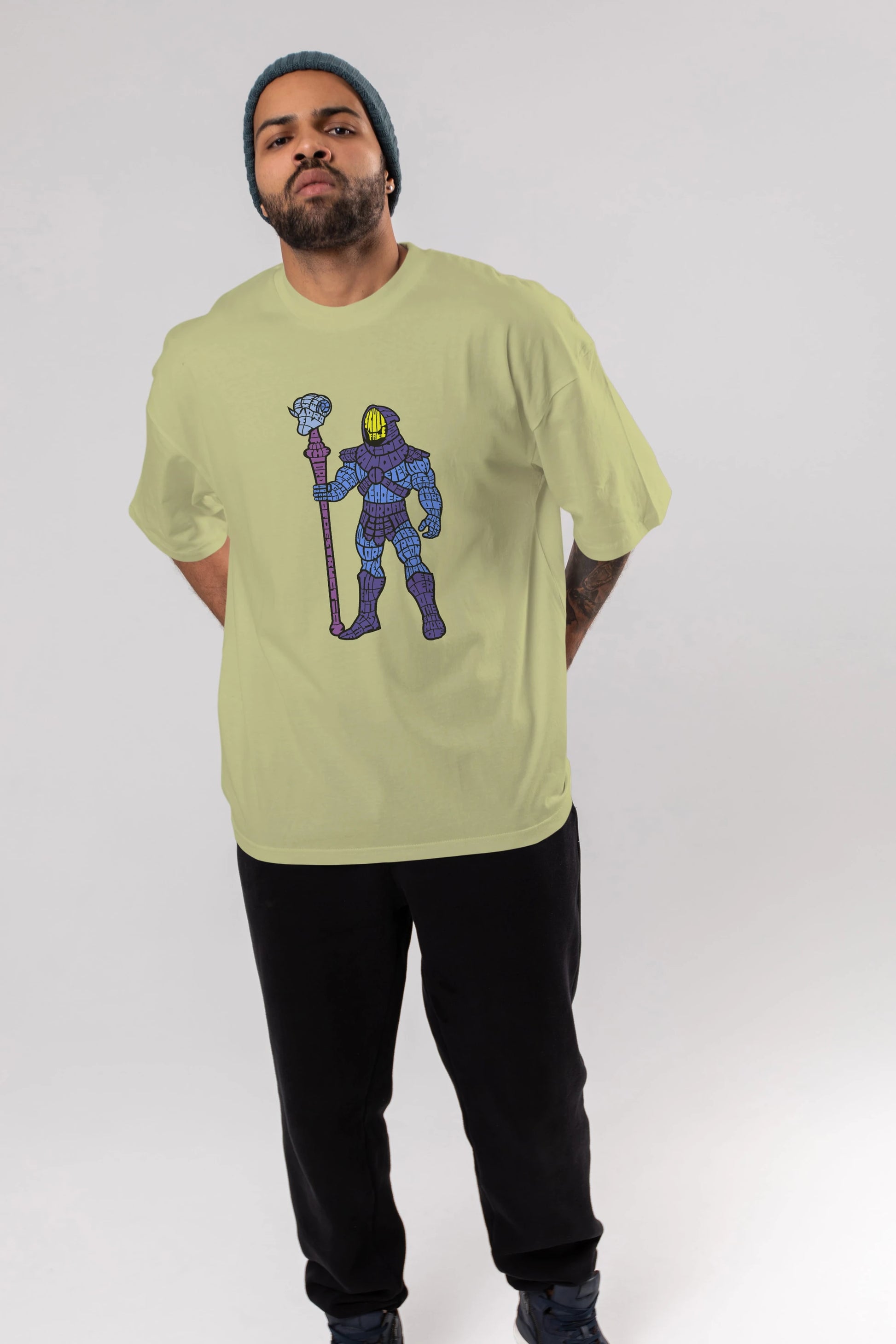 Skull Face Ön Baskılı Oversize t-shirt %100 pamuk Erkek Kadın Unisex