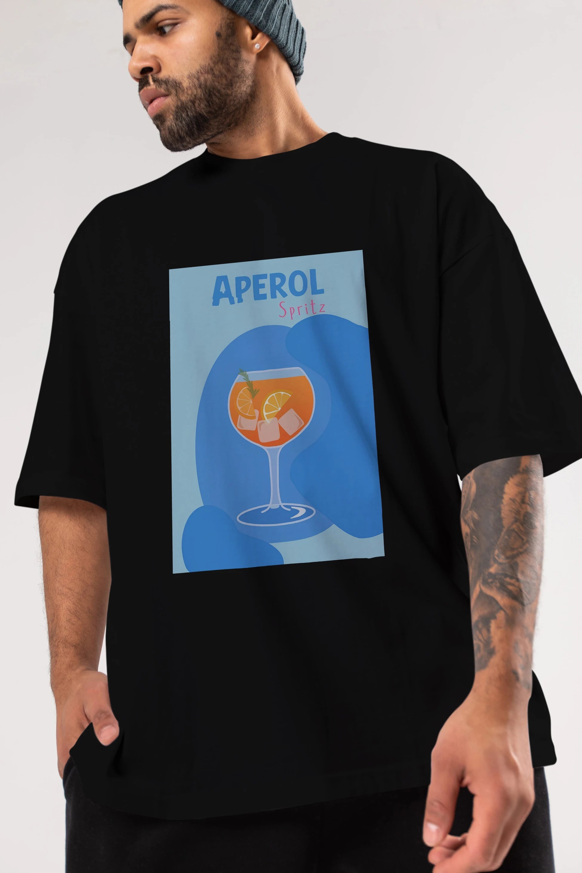 Aperol Spritz 10 Ön Baskılı Oversize t-shirt Erkek Kadın Unisex %100 Pamuk Bisiklet Yaka tişort