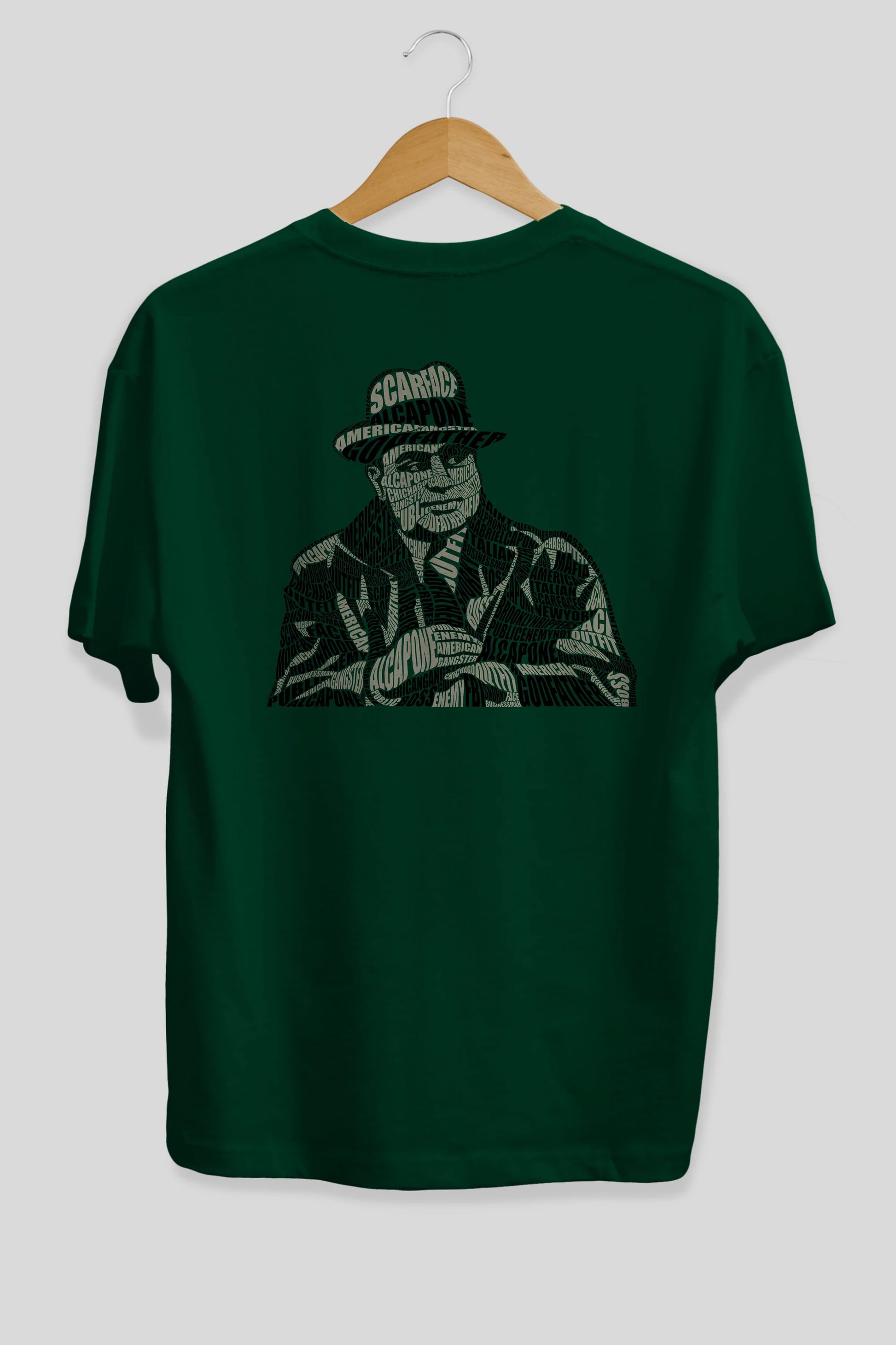 Al Capone Calligram Arka Baskılı Oversize t-shirt %100 pamuk Erkek Kadın Unisex