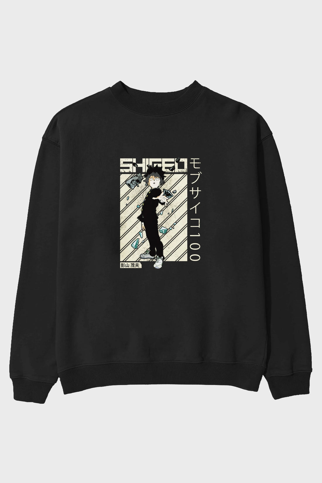 Shigeo Kageyama 3 Anime Ön Baskılı Oversize Sweatshirt Erkek Kadın Unisex
