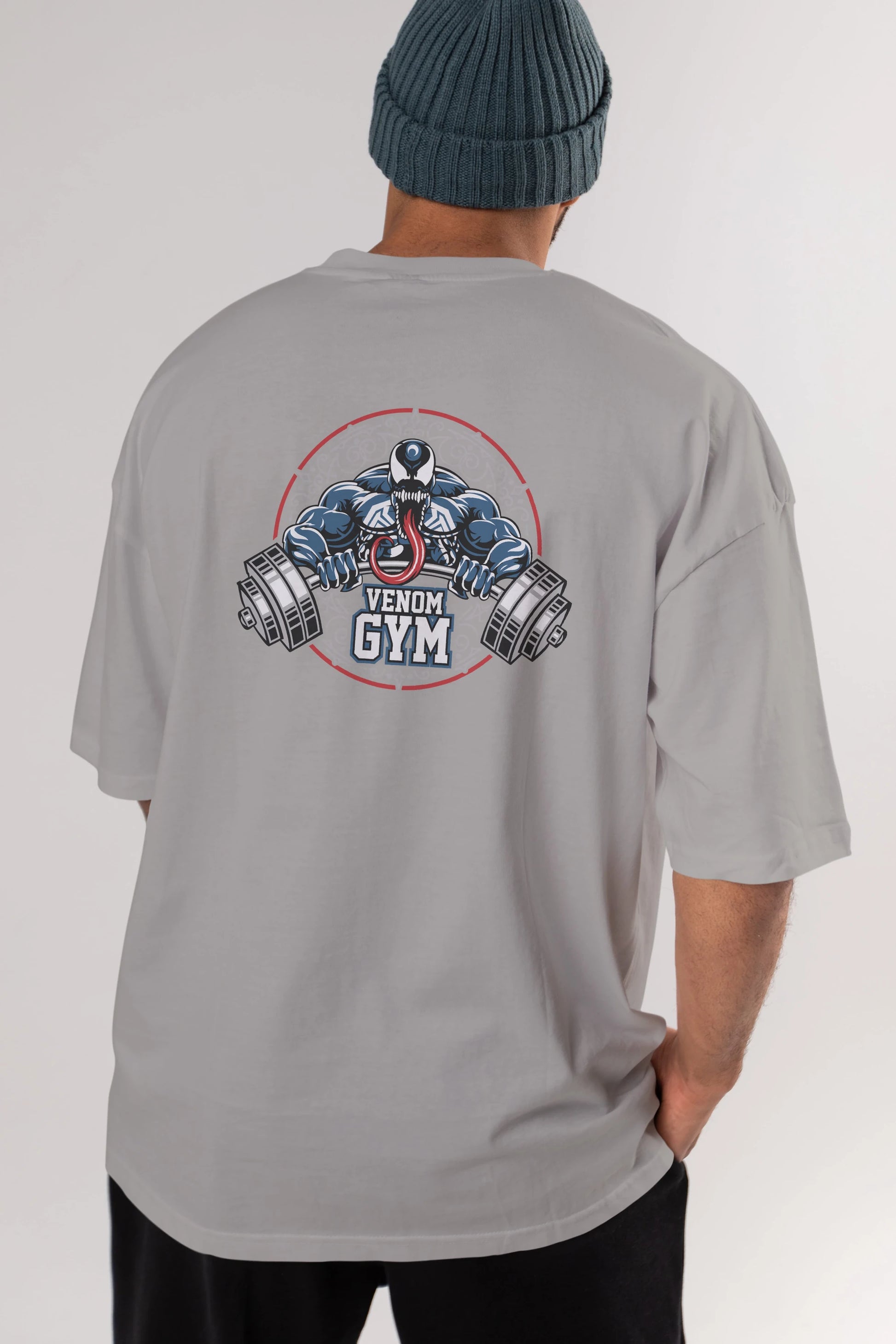 Venom GYM Arka Baskılı Oversize t-shirt Erkek Kadın Unisex %100 Pamuk Bisiklet Yaka tişort