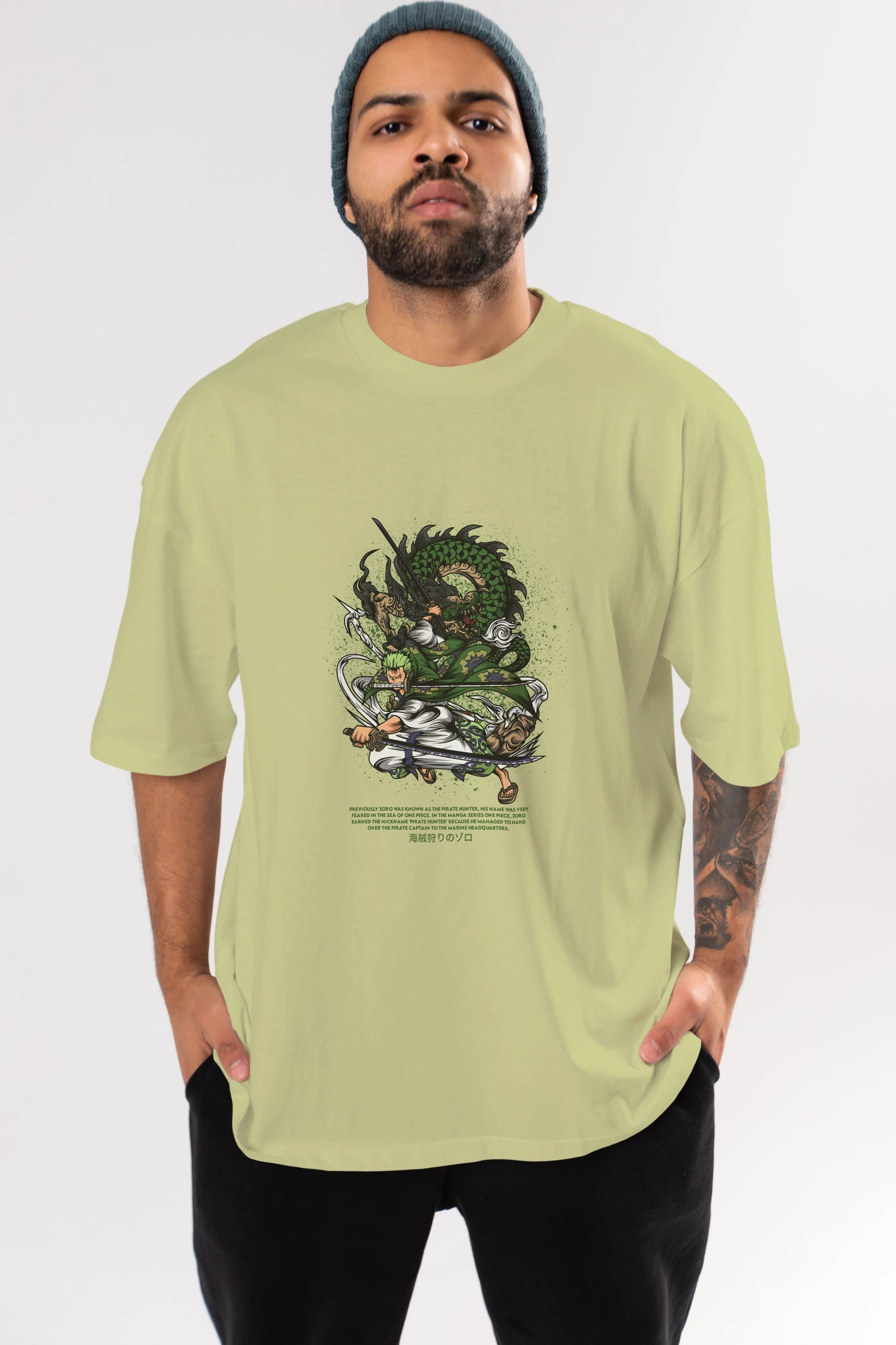 Zoro Anime Ön Baskılı Oversize t-shirt %100 pamuk Erkek Kadın Unisex