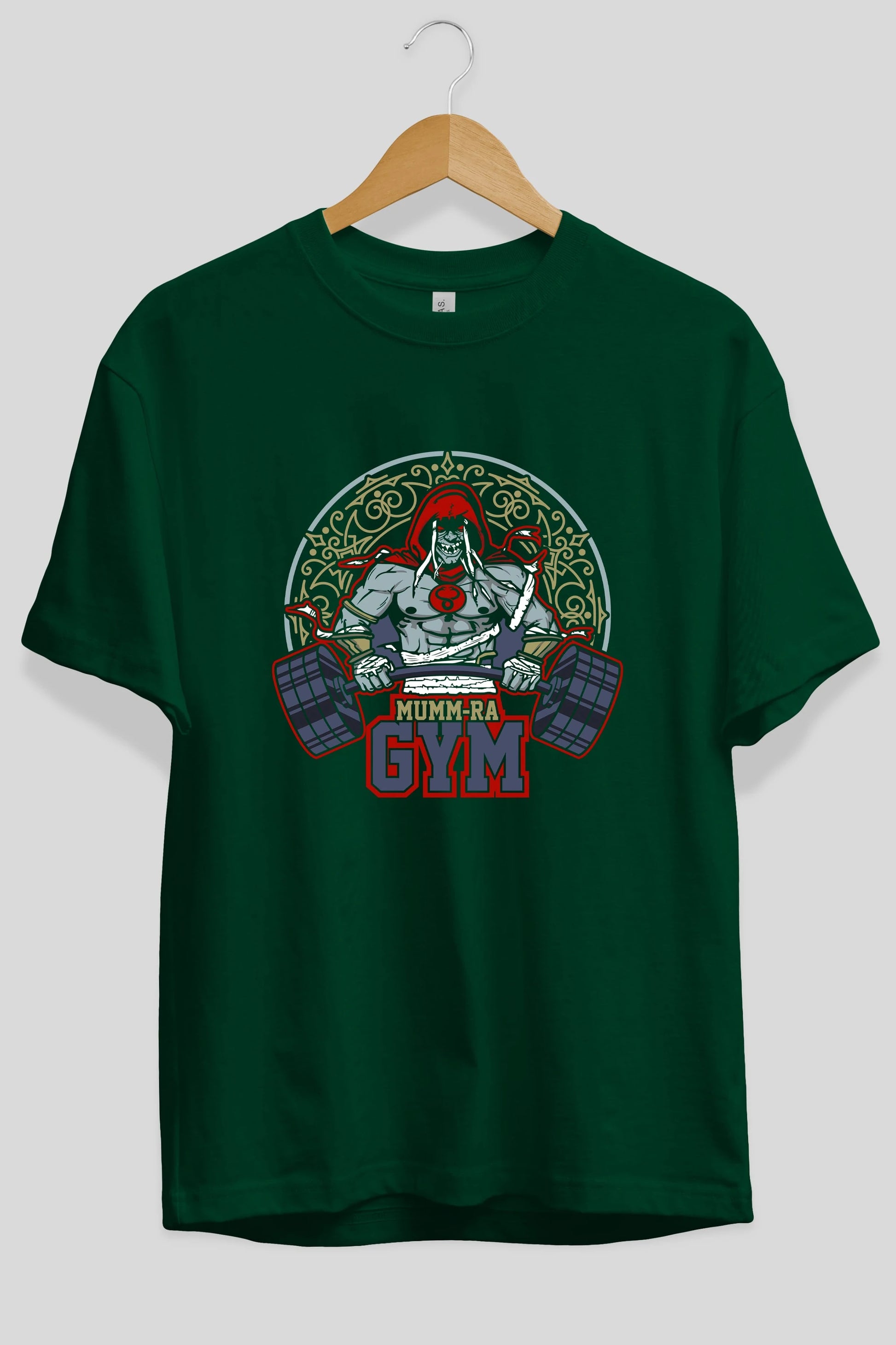 Mumm-ra GYM Ön Baskılı Oversize t-shirt Erkek Kadın Unisex %100 Pamuk Bisiklet Yaka tişort