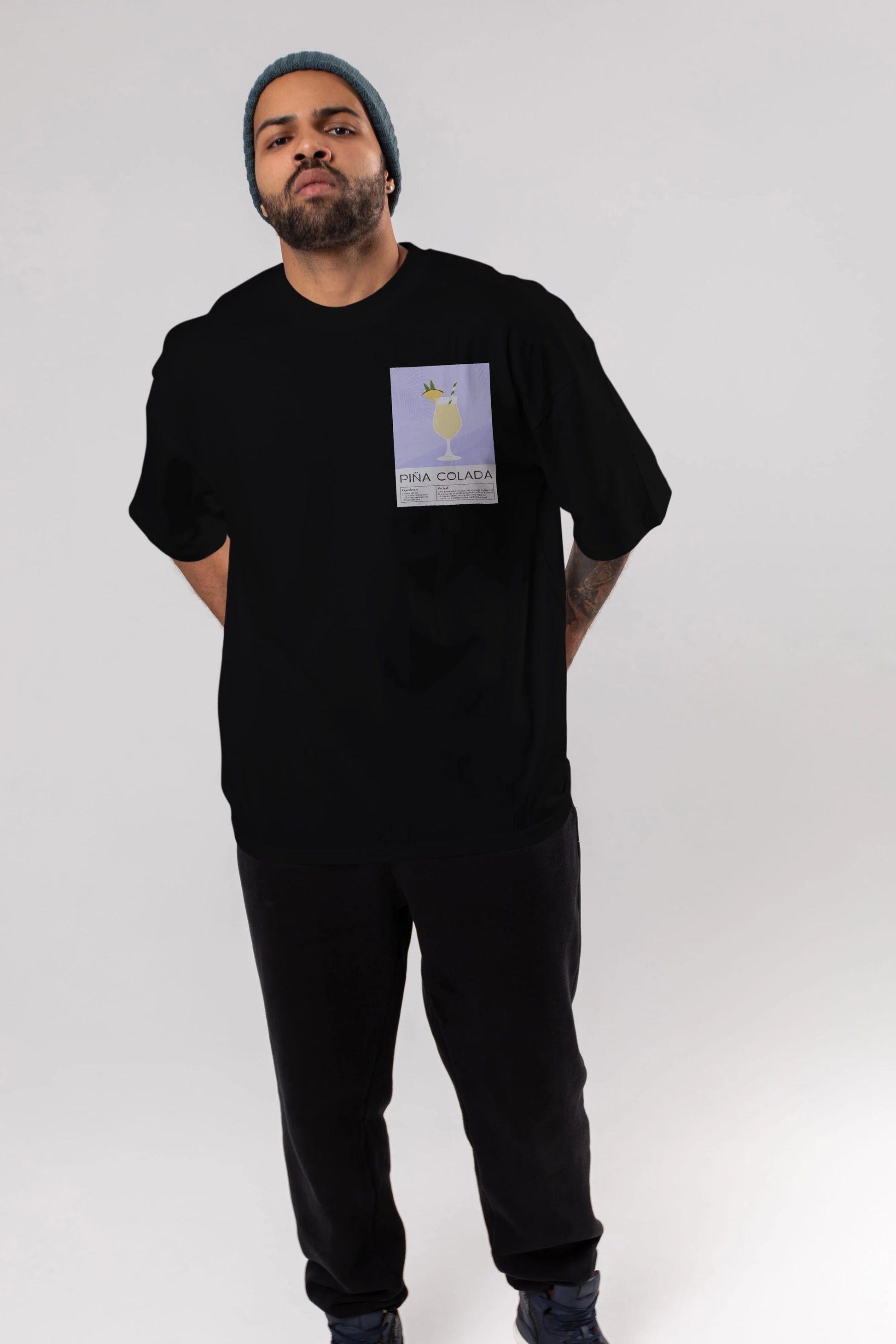PIna Colada 6 Ön Sol Baskılı Oversize t-shirt Erkek Kadın Unisex %100 Pamuk Bisiklet Yaka tişort