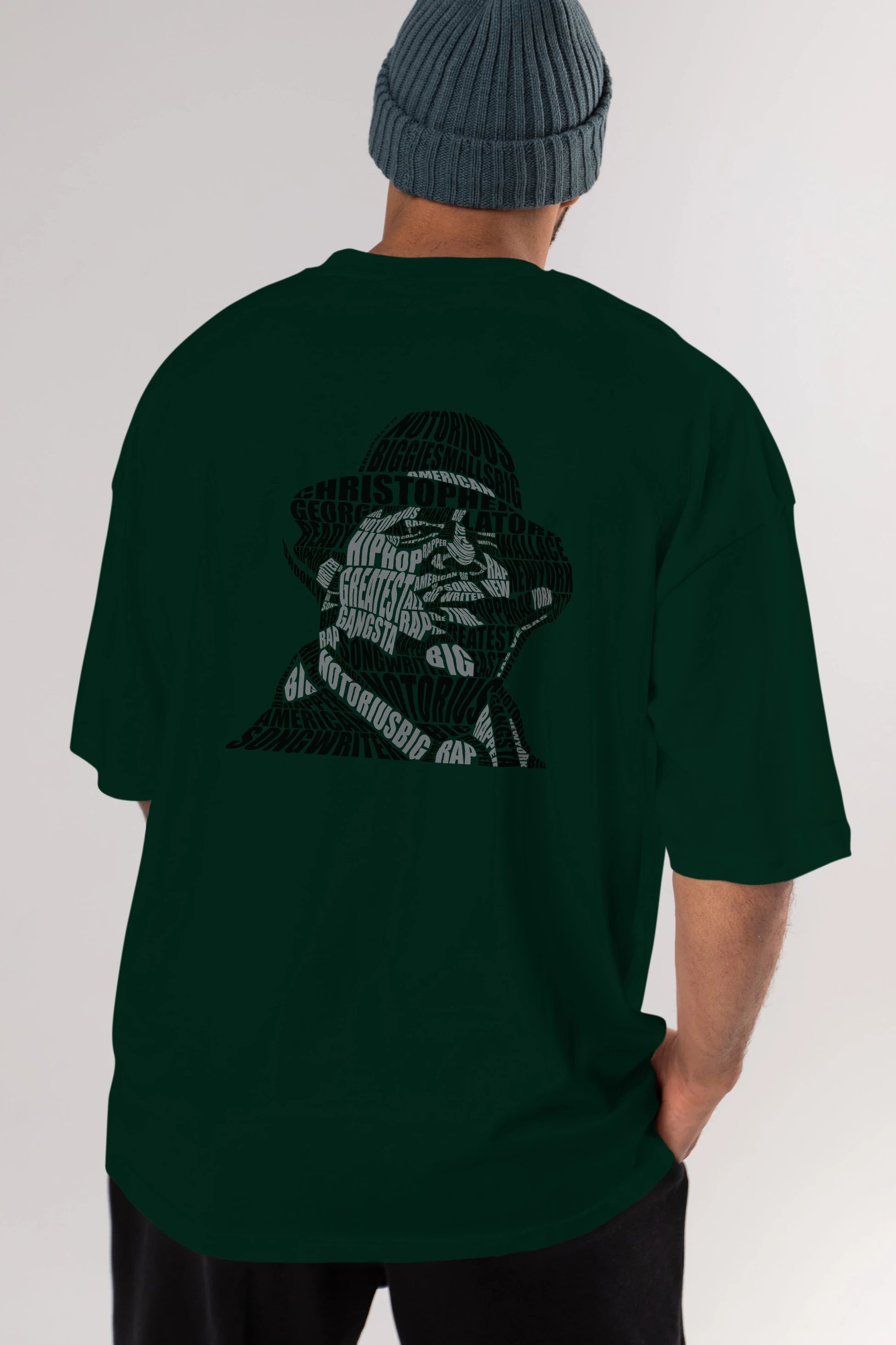 Notorious Big Calligram Arka Baskılı Oversize t-shirt %100 pamuk Erkek Kadın Unisex