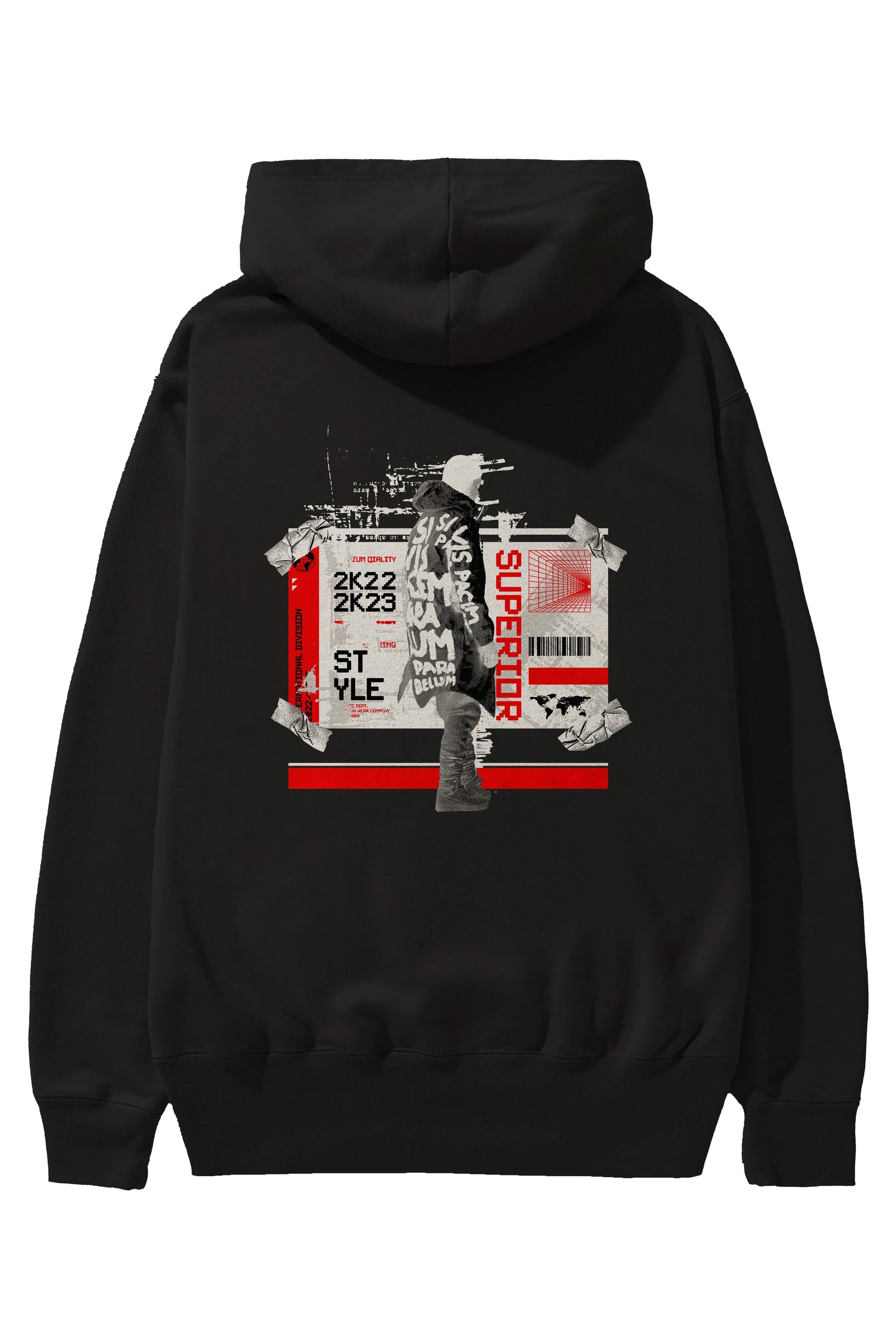 Superior Arka Baskılı Hoodie Oversize Kapüşonlu Sweatshirt Erkek Kadın Unisex