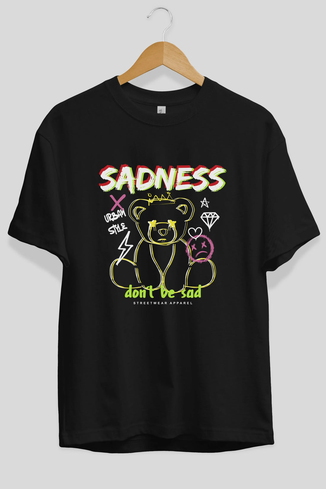 Teddy Bear Sadness Ön Baskılı Oversize t-shirt Erkek Kadın Unisex