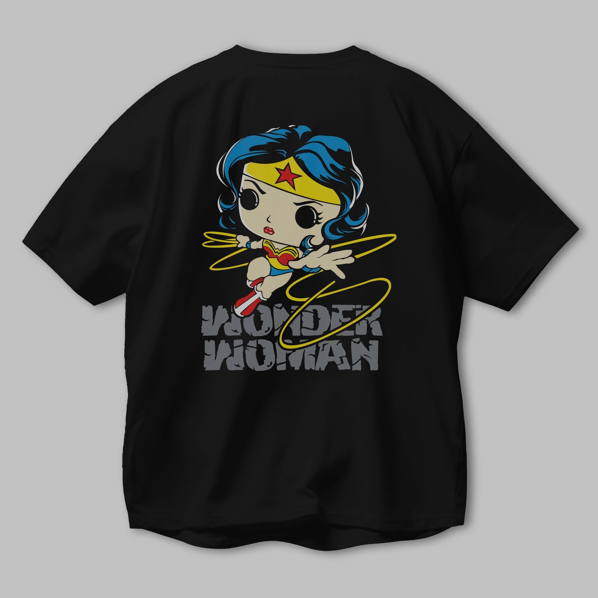 Wonder Woman Arka Baskılı Oversize t-shirt Erkek Kadın Unisex %100 Pamuk Bisiklet Yaka tişort