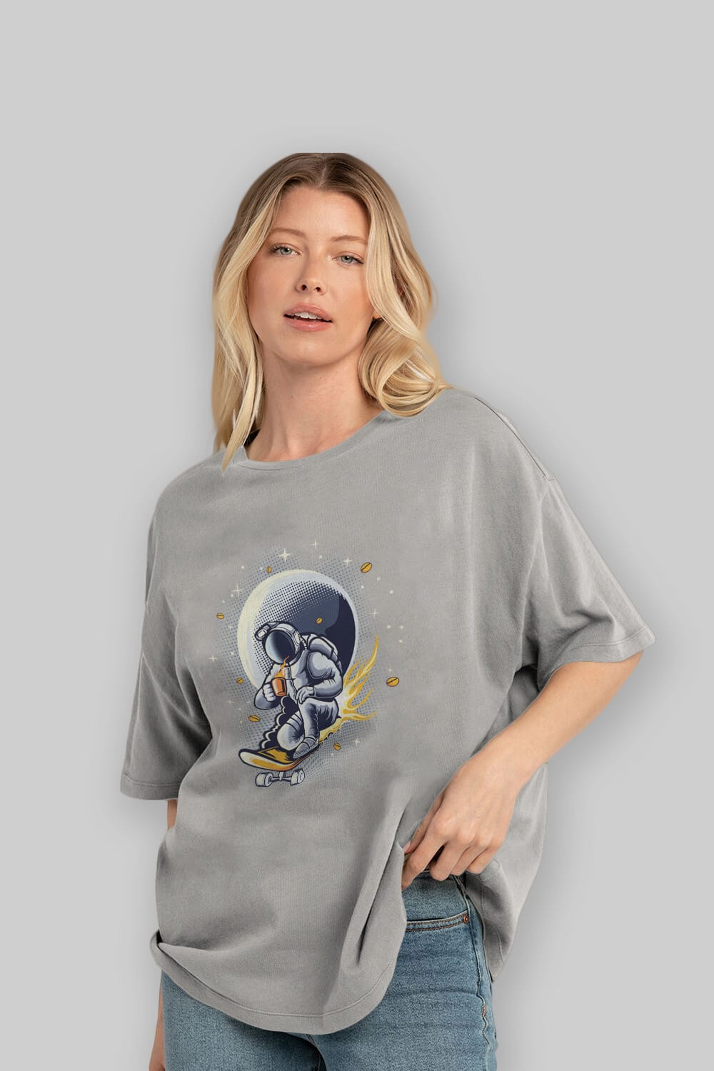 Astro Coffee Addict Ön Baskılı Oversize t-shirt Erkek Kadın Unisex