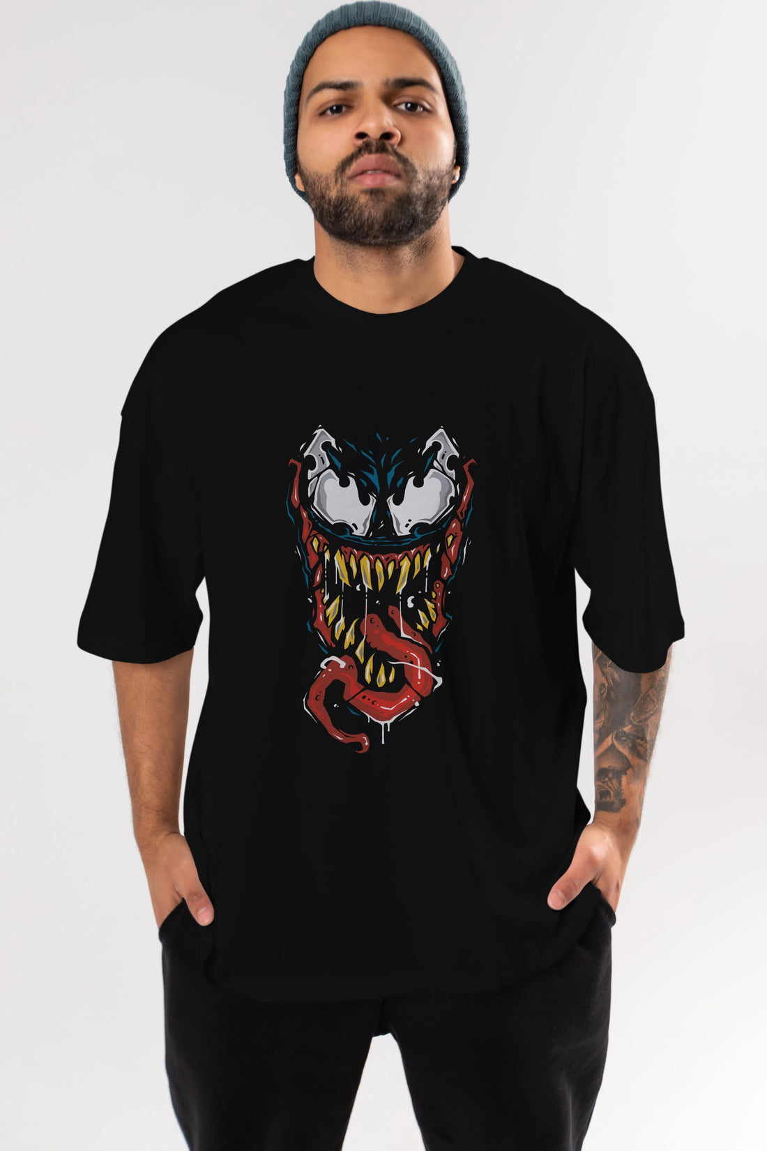 Venom (15) Ön Baskılı Oversize t-shirt Erkek Kadın Unisex %100 Pamuk Bisiklet Yaka tişort
