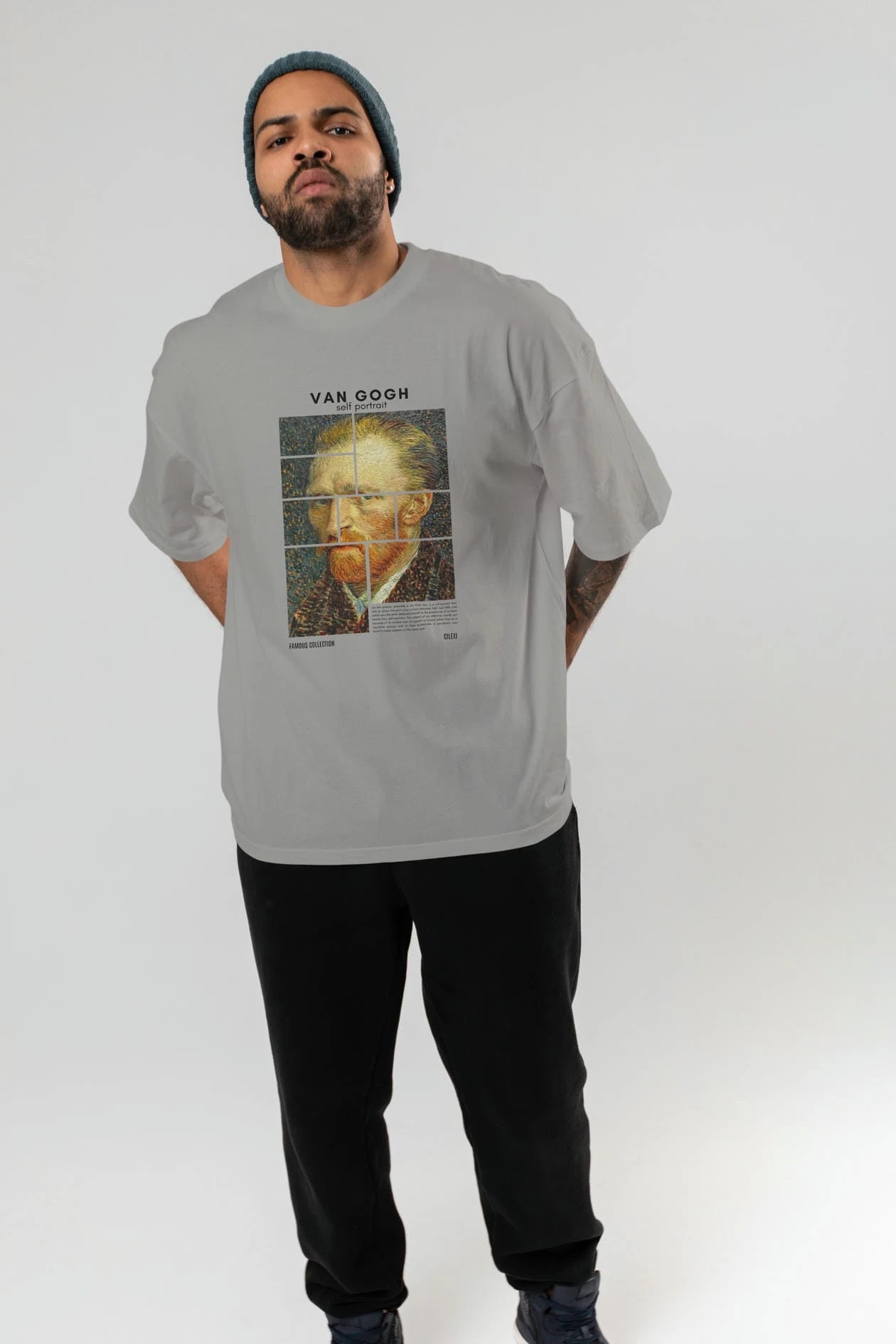 Van Gogh Self Portrait ön Baskılı Oversize t-shirt Erkek Kadın Bisiklet Yaka Pamuk tişort