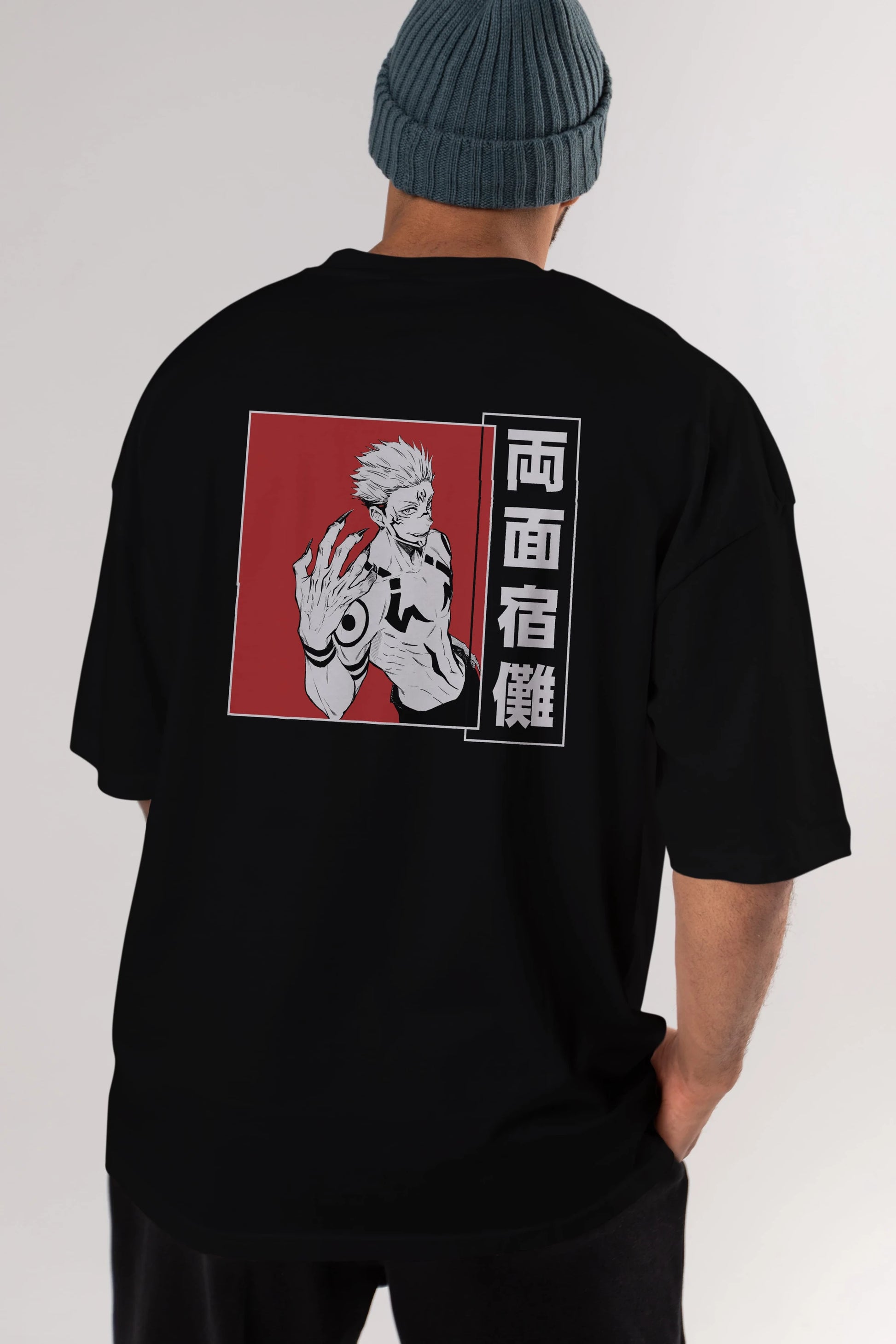 Sukuna Ryoumen 2 Anime Arka Baskılı Oversize t-shirt Erkek Kadın Unisex