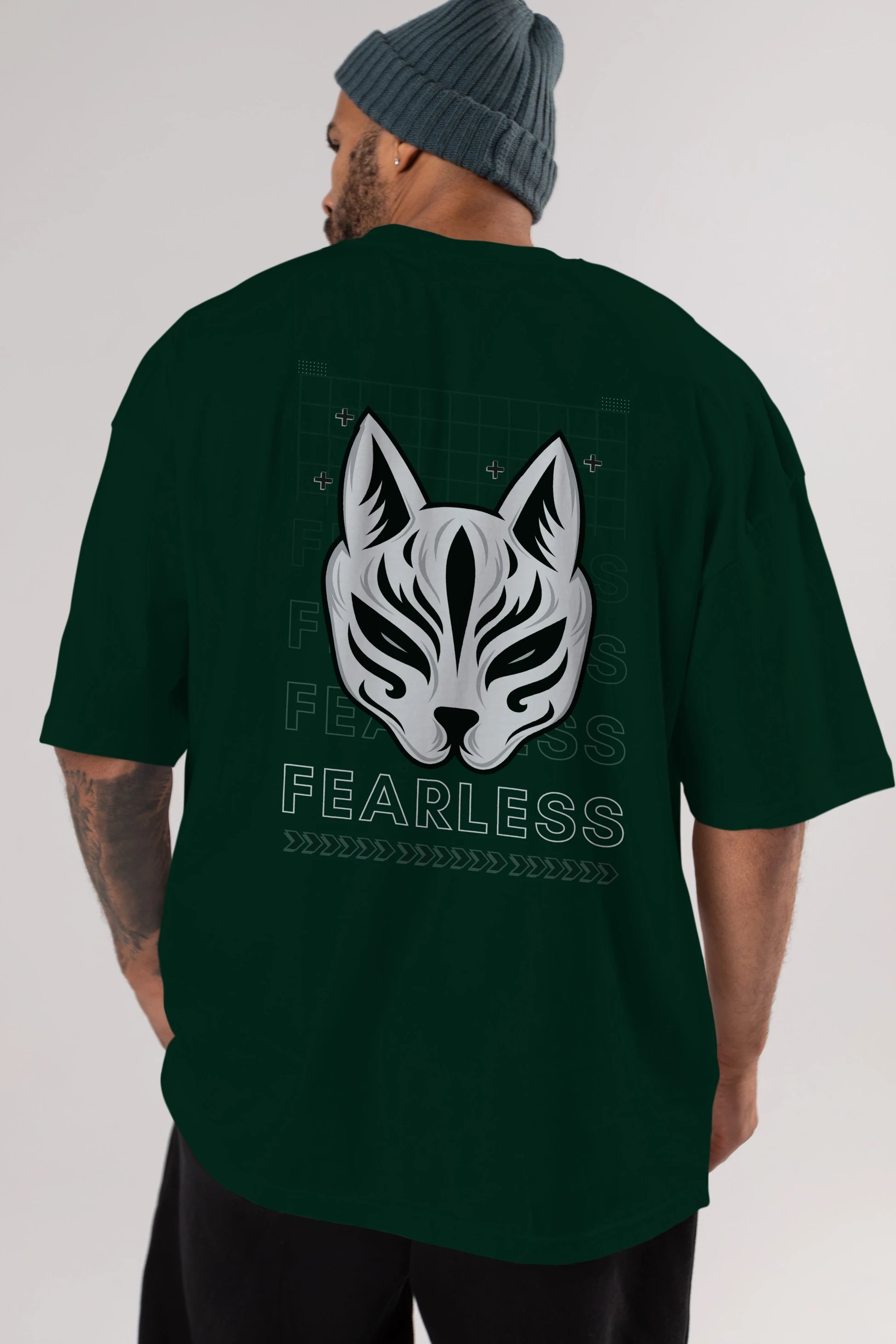 Fearless Yazılı Arka Baskılı Oversize t-shirt Erkek Kadın Unisex